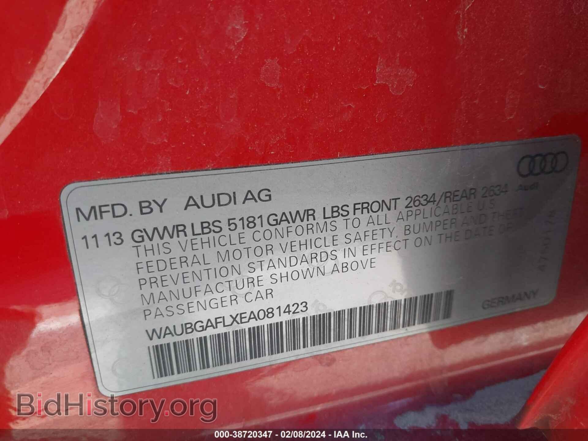 2014 AUDI S4 - VIN: WAUBGAFLXEA081423 - Фото 9
