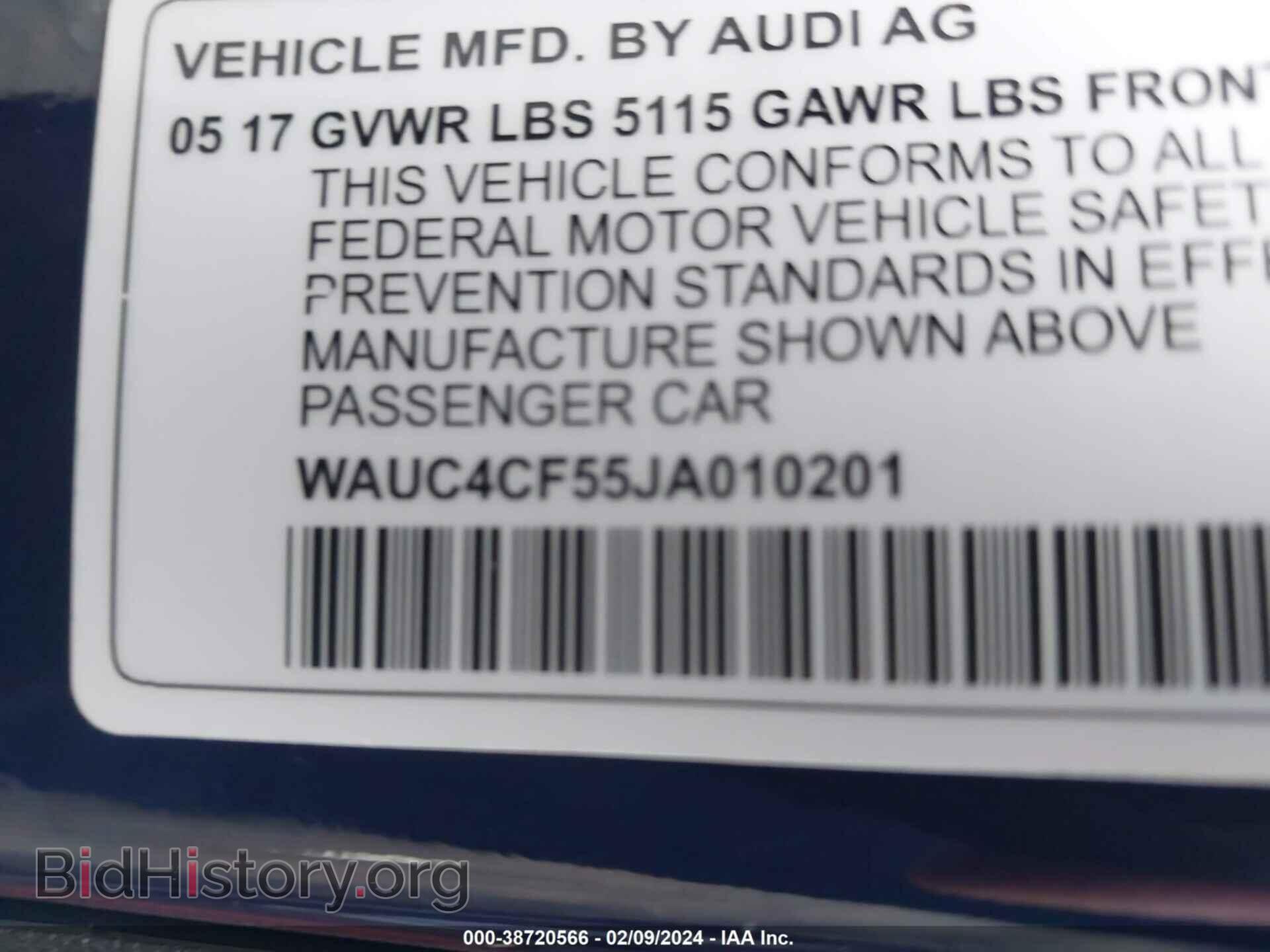 2018 AUDI S5 - VIN: WAUC4CF55JA010201 - Photo 9