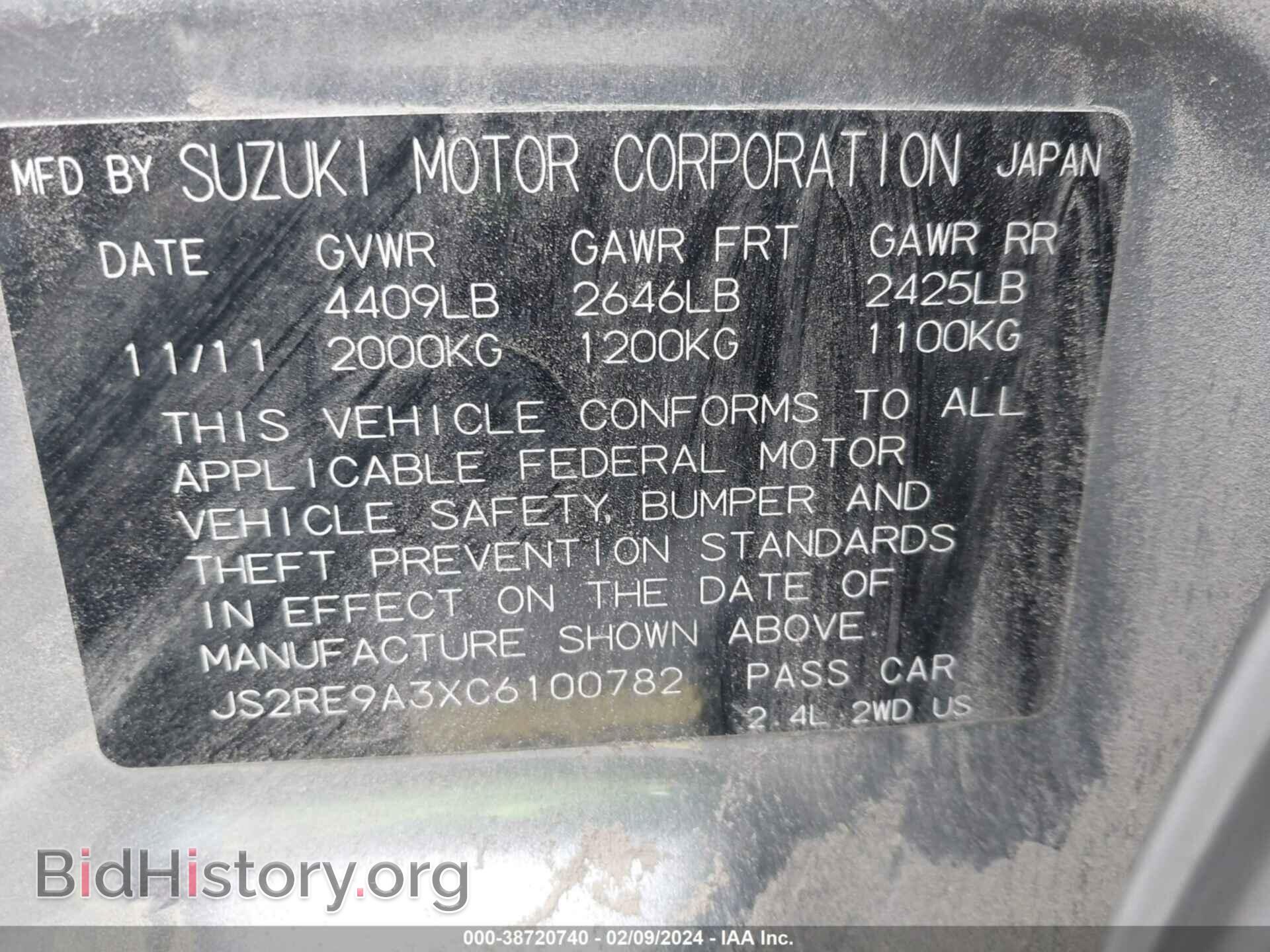 2012 SUZUKI KIZASHI - VIN: JS2RE9A3XC6100782 - Photo 9