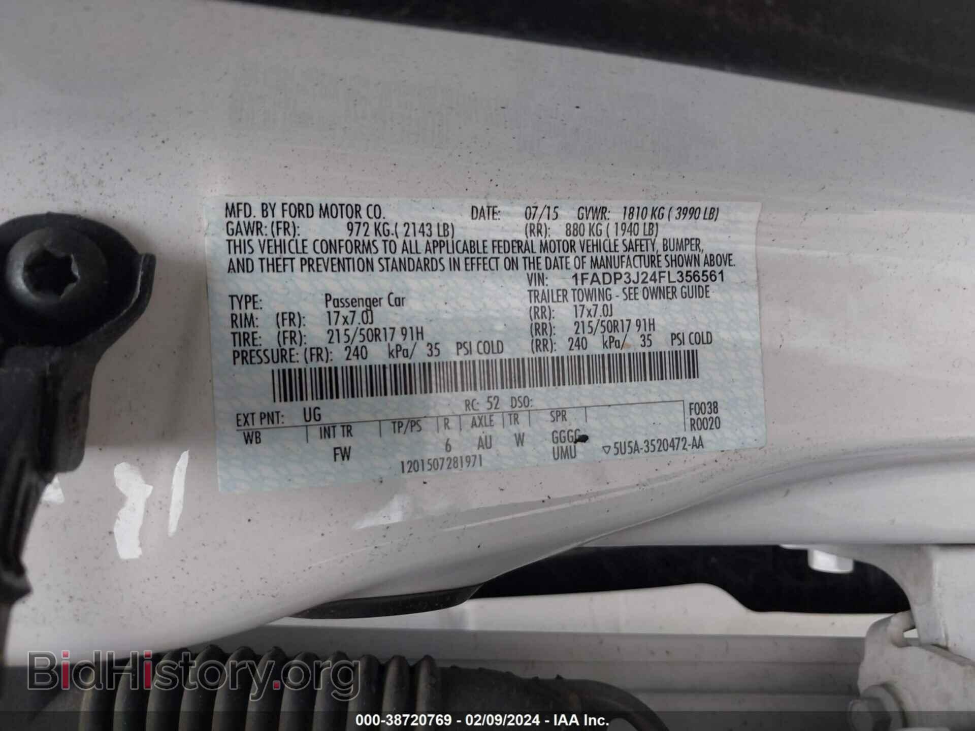 2015 FORD FOCUS - VIN: 1FADP3J24FL356561 - Фото 9