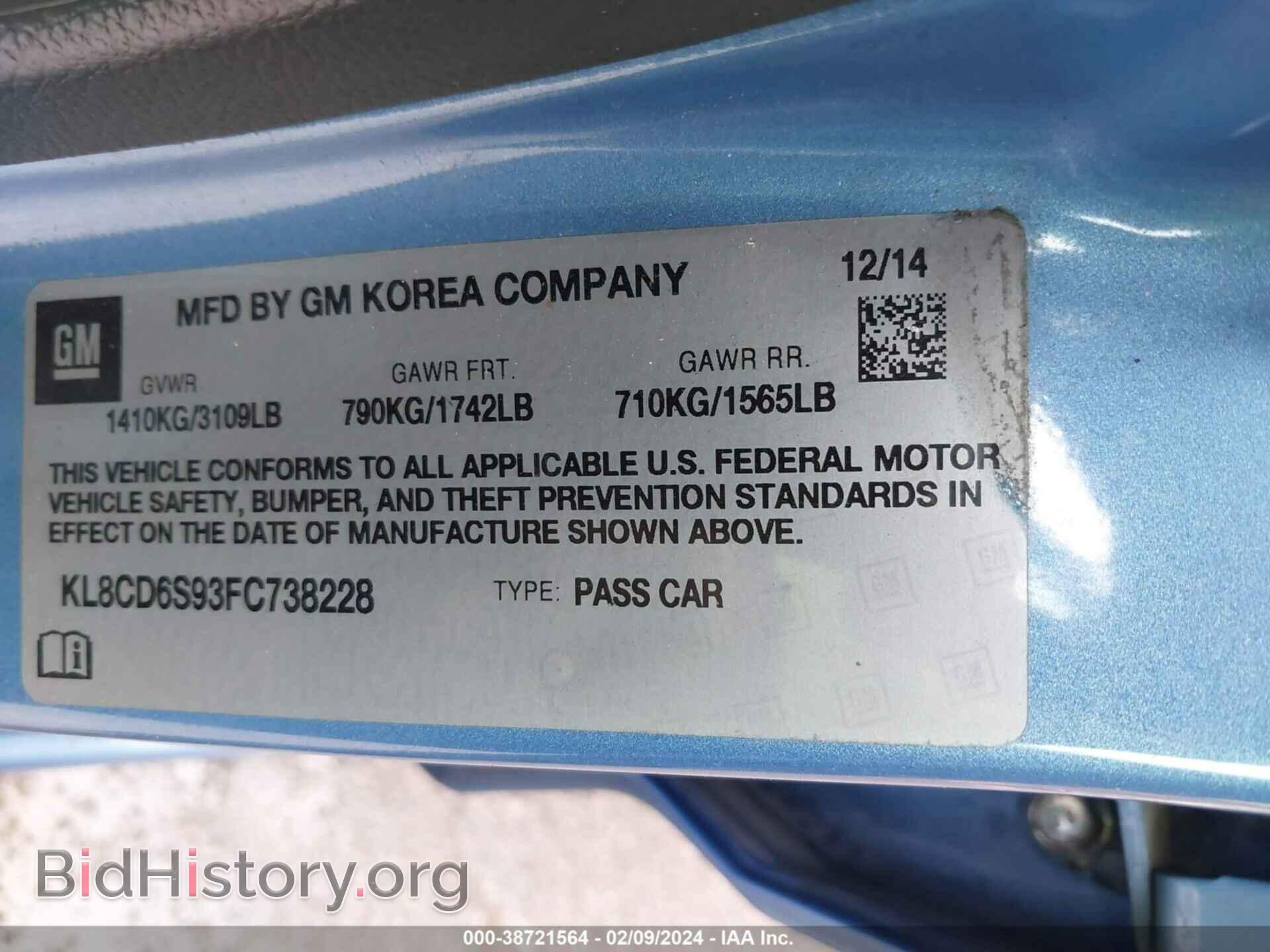 2015 CHEVROLET SPARK - VIN: KL8CD6S93FC738228 - Фото 9