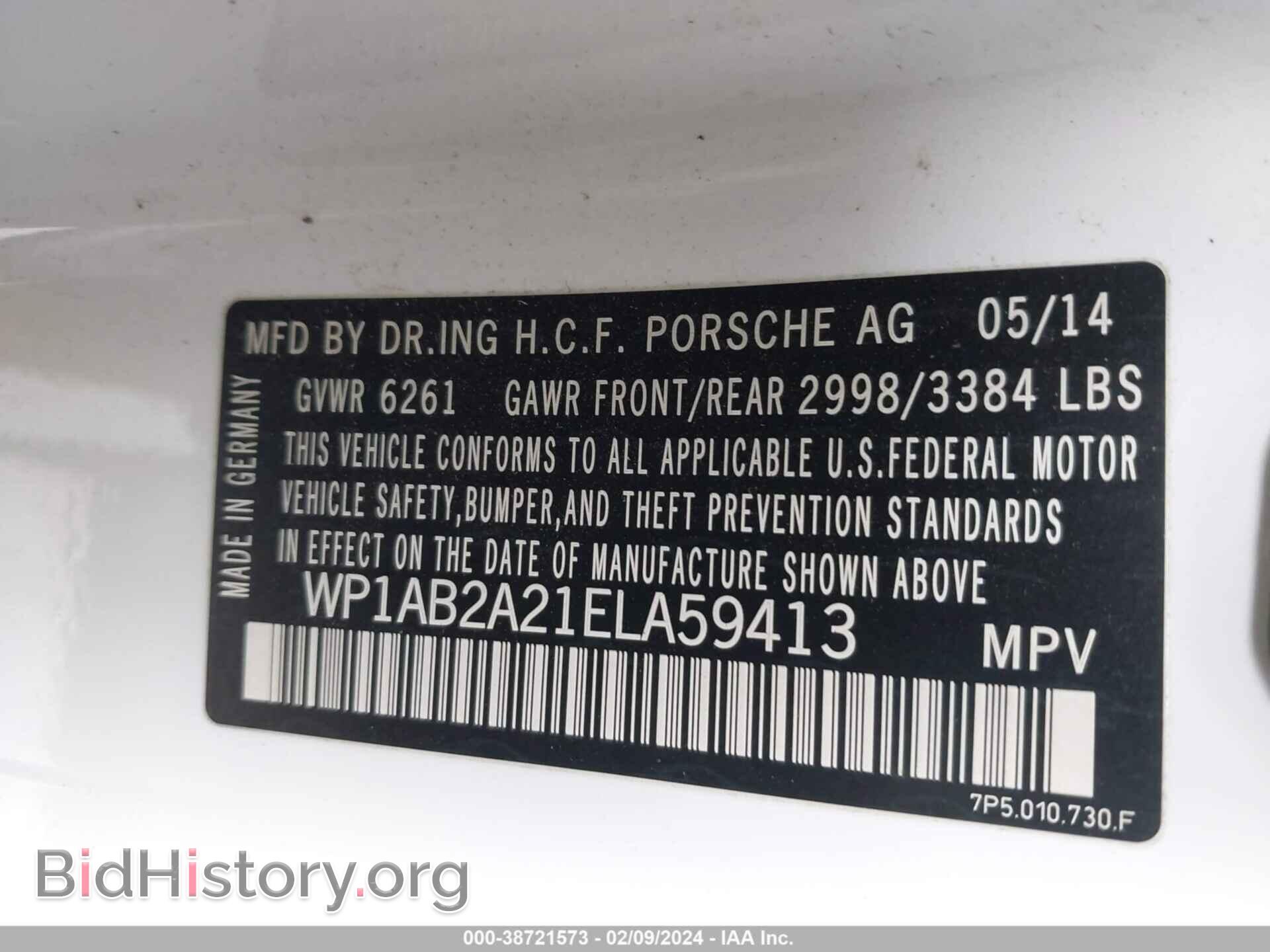 2014 PORSCHE CAYENNE - VIN: WP1AB2A21ELA59413 - Фото 9