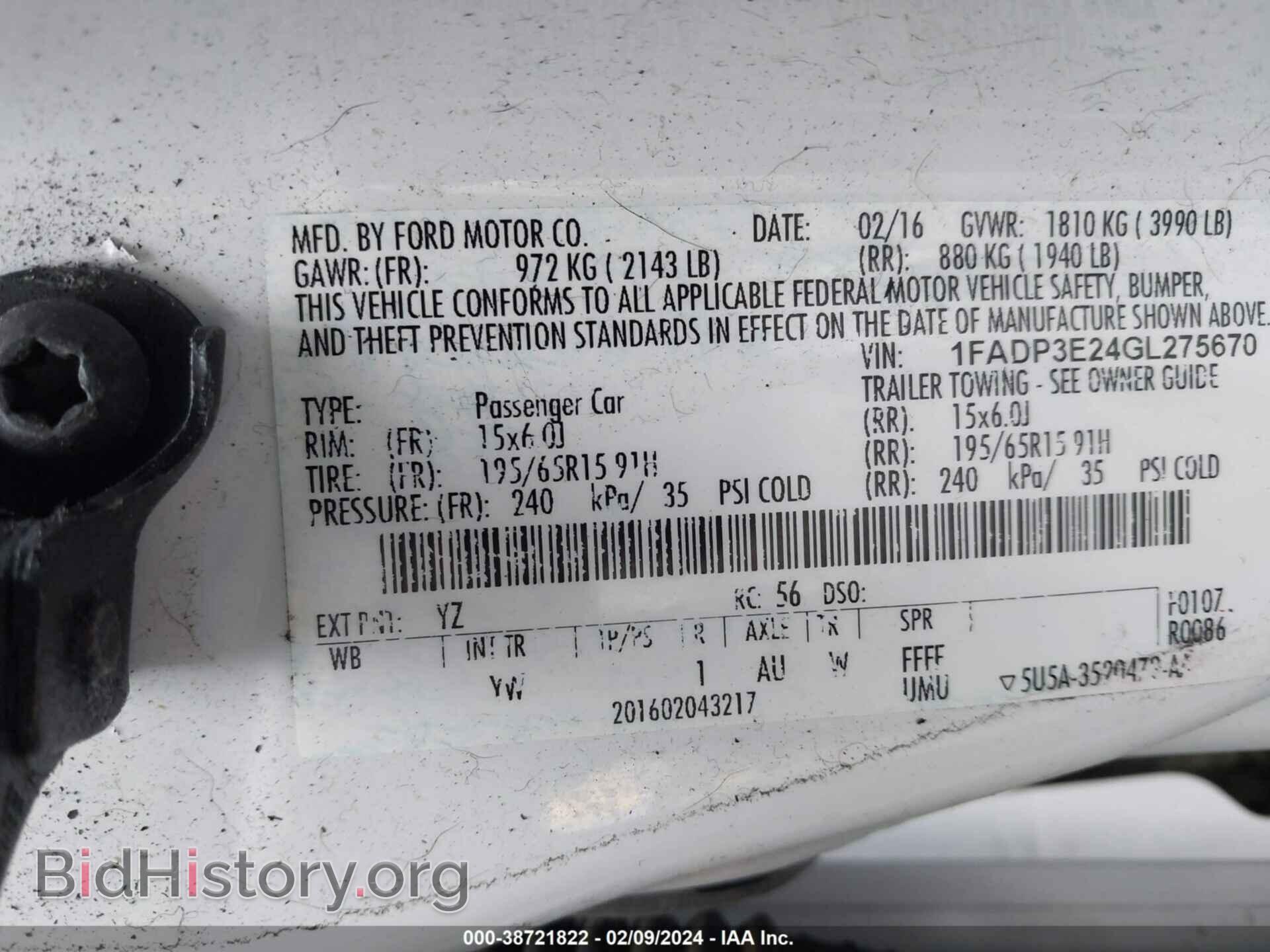 2016 FORD FOCUS - VIN: 1FADP3E24GL275670 - Фото 9