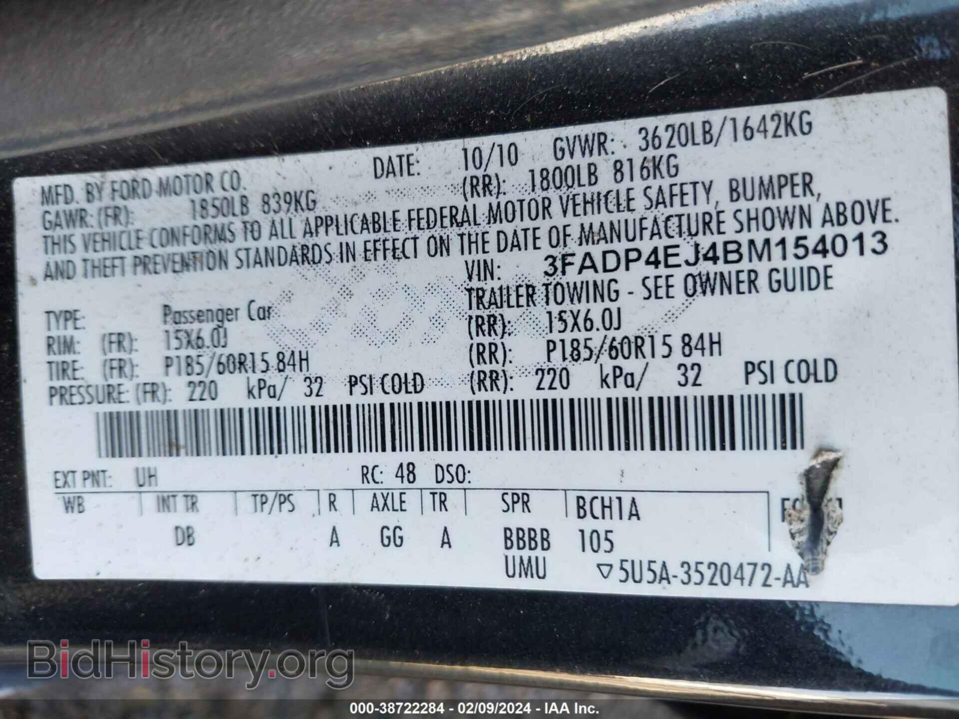 2011 FORD FIESTA - VIN: 3FADP4EJ4BM154013 - Photo 9