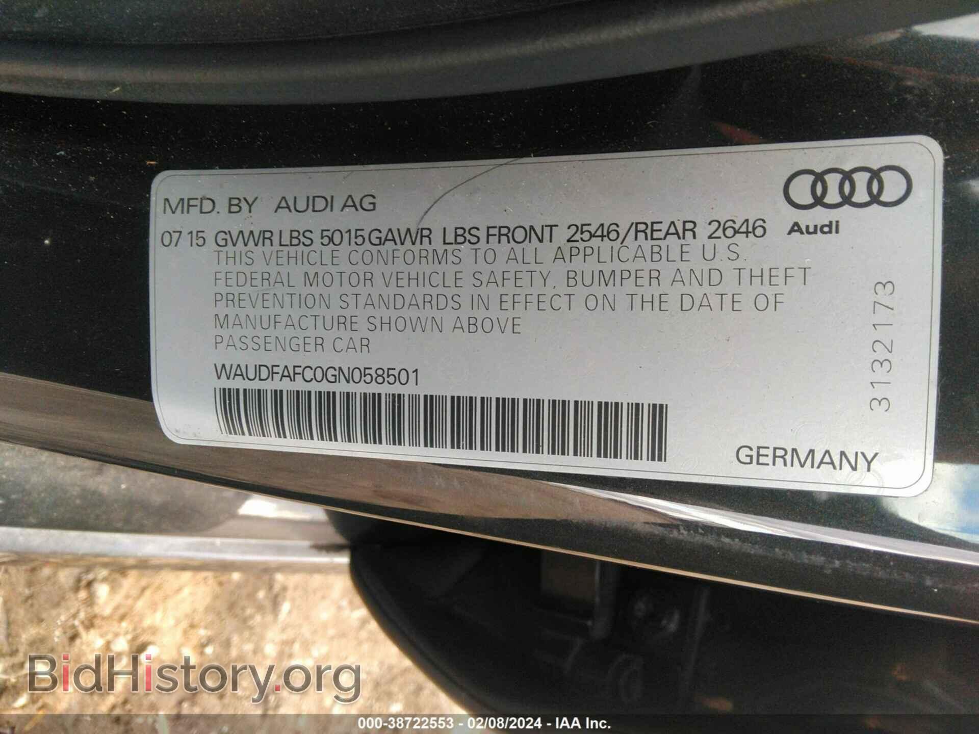 2016 AUDI A6 - VIN: WAUDFAFC0GN058501 - Фото 9