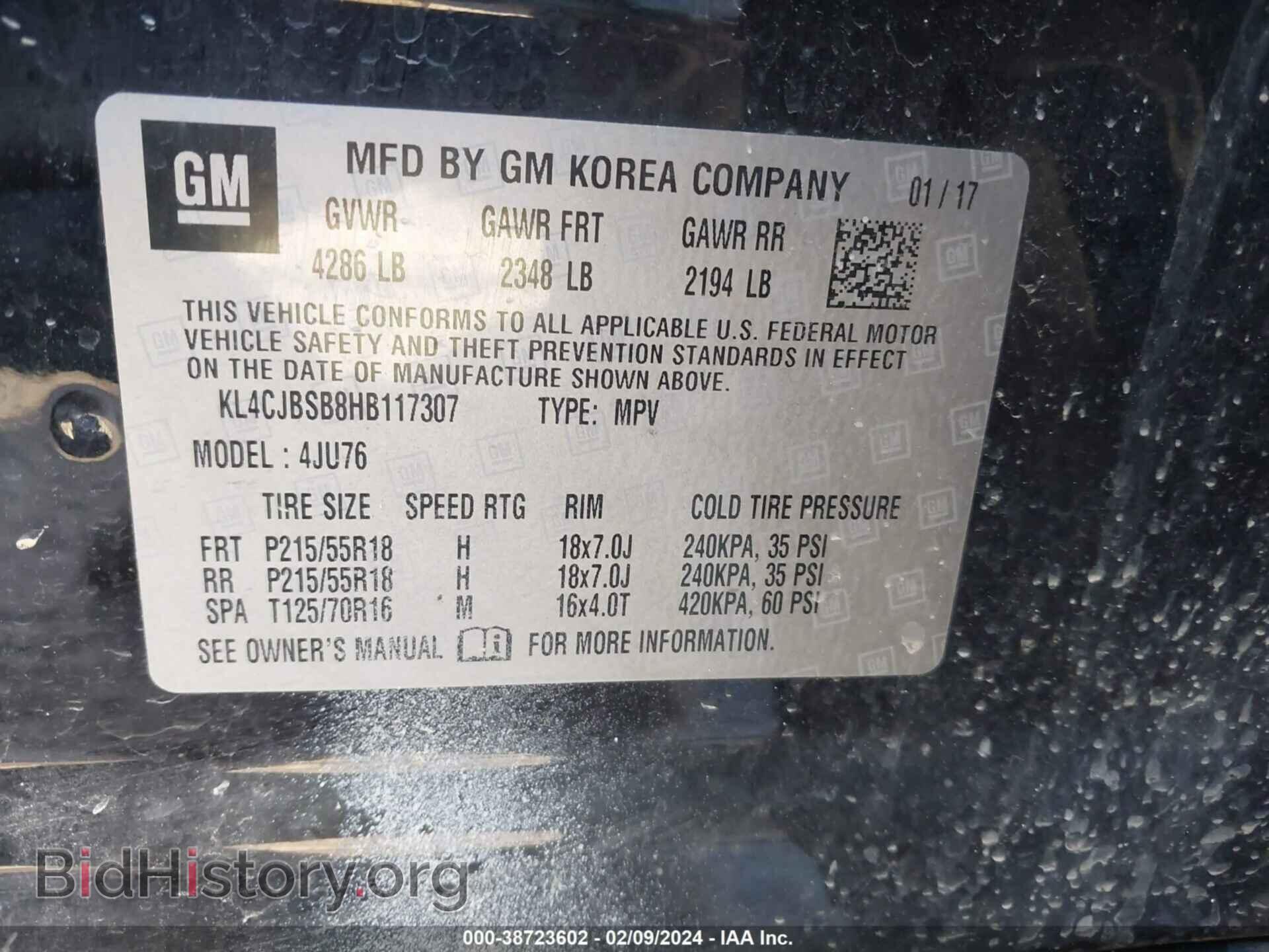 2017 BUICK ENCORE - VIN: KL4CJBSB8HB117307 - Photo 9