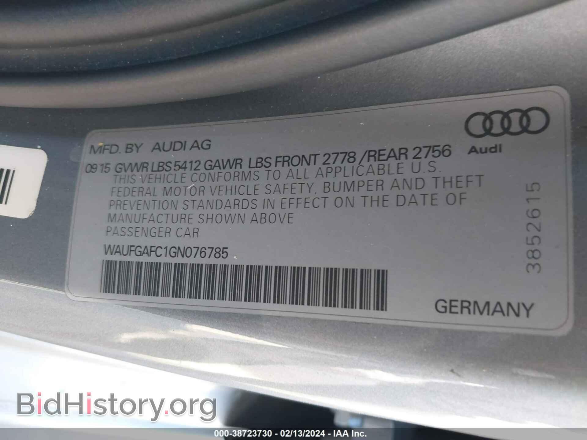 2016 AUDI A6 - VIN: WAUFGAFC1GN076785 - Фото 9