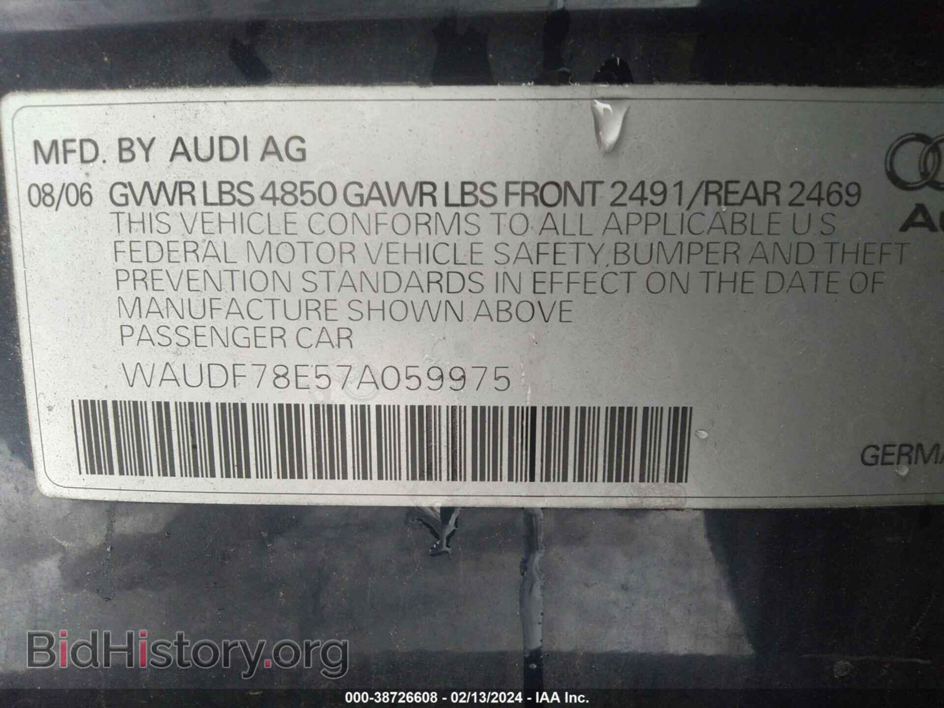 2007 AUDI A4 - VIN: WAUDF78E57A059975 - Фото 9