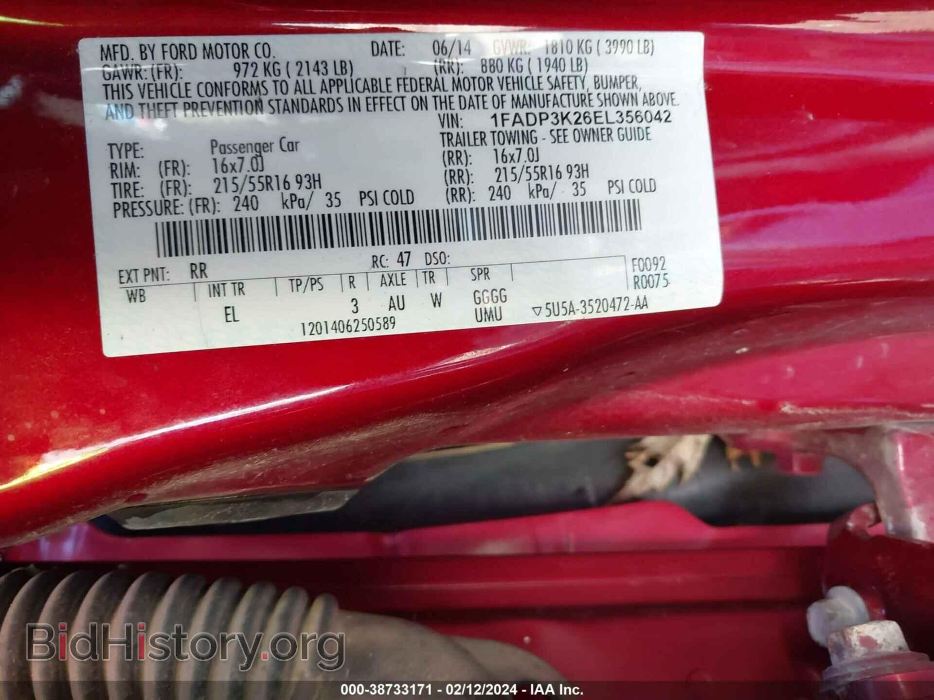 2014 FORD FOCUS - VIN: 1FADP3K26EL356042 - Фото 9