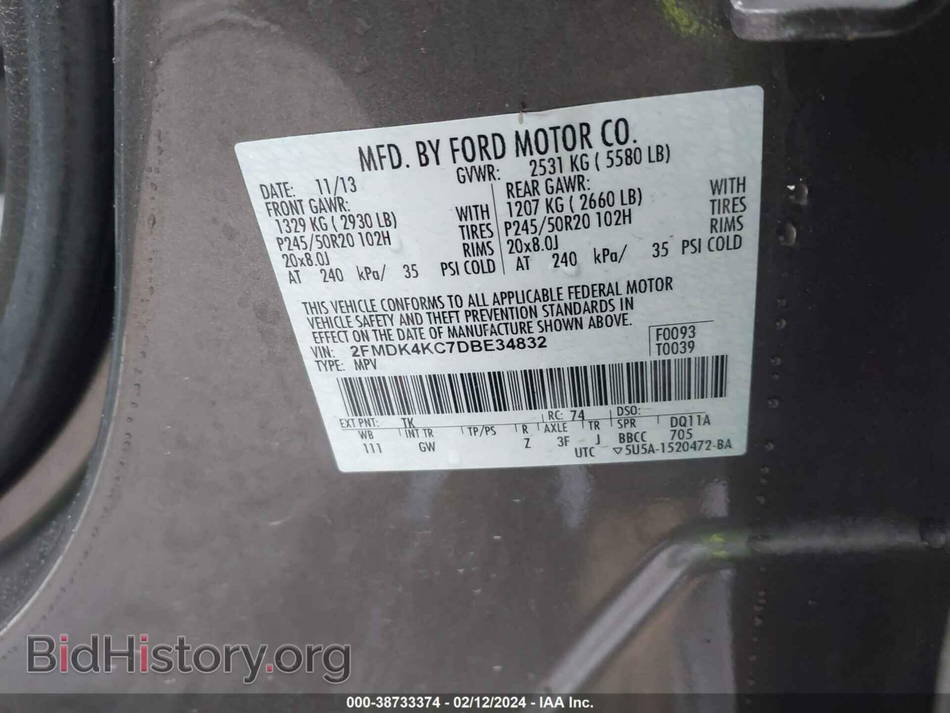 2013 FORD EDGE - VIN: 2FMDK4KC7DBE34832 - Photo 9