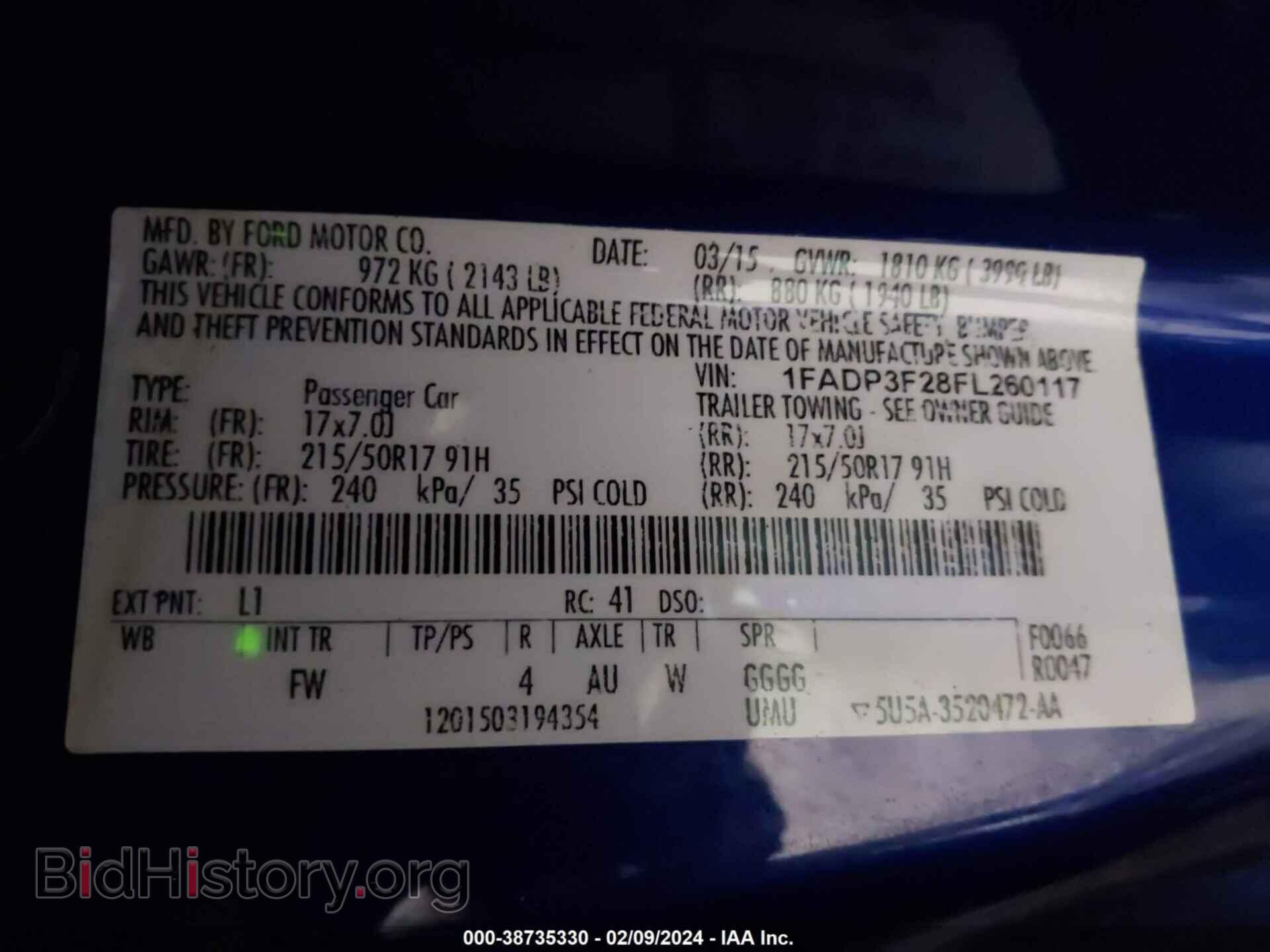 2015 FORD FOCUS - VIN: 1FADP3F28FL260117 - Фото 9