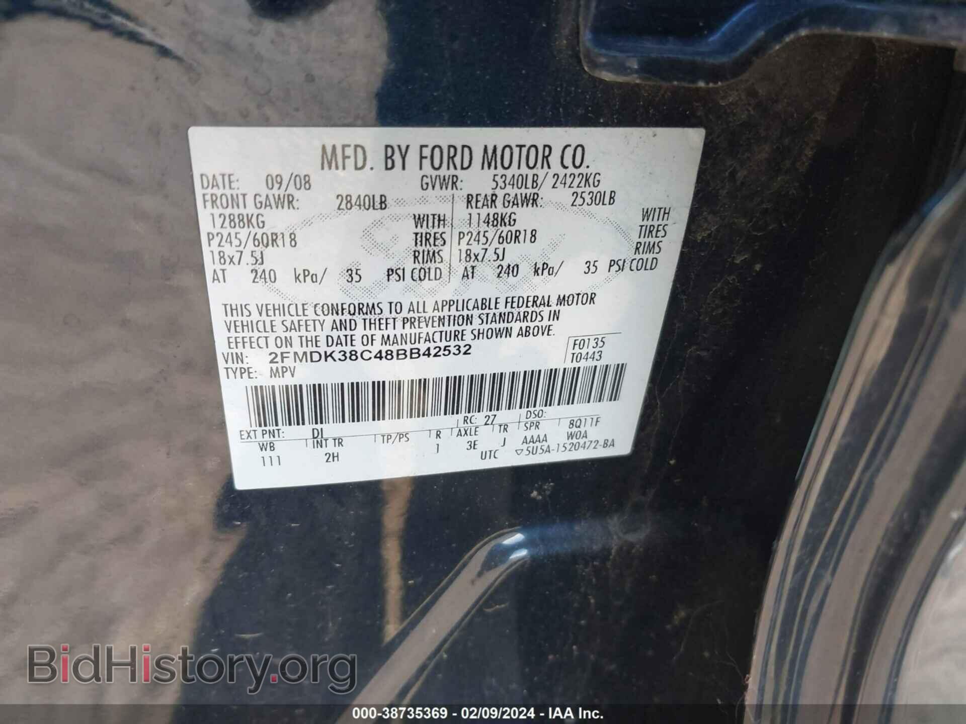 2008 FORD EDGE - VIN: 2FMDK38C48BB42532 - Photo 9