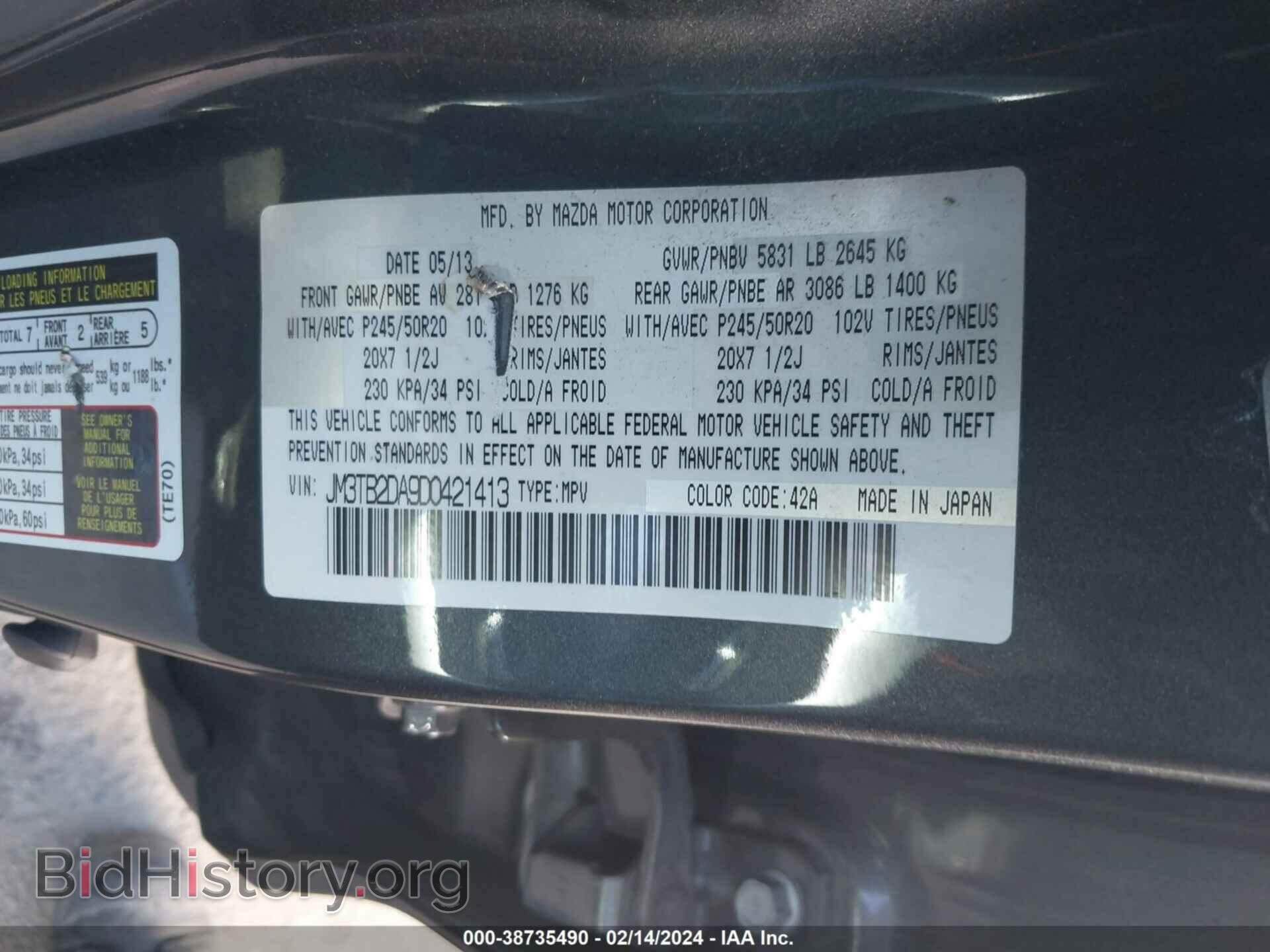 2013 MAZDA CX-9 - VIN: JM3TB2DA9D0421413 - Фото 9
