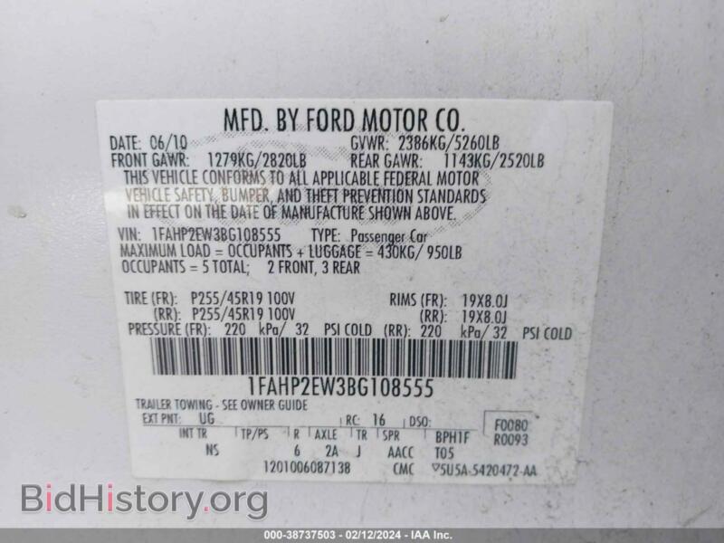 2011 Ford TAURUS (VIN 1FAHP2EW3BG108555) — photo 9 of 10