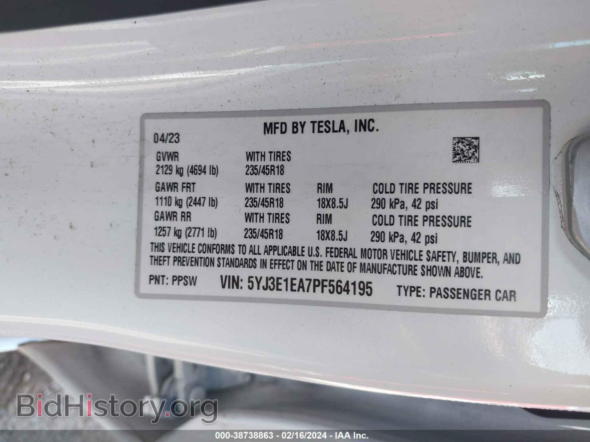 2023 TESLA MODEL 3 - VIN: 5YJ3E1EA7PF564195 - Фото 9