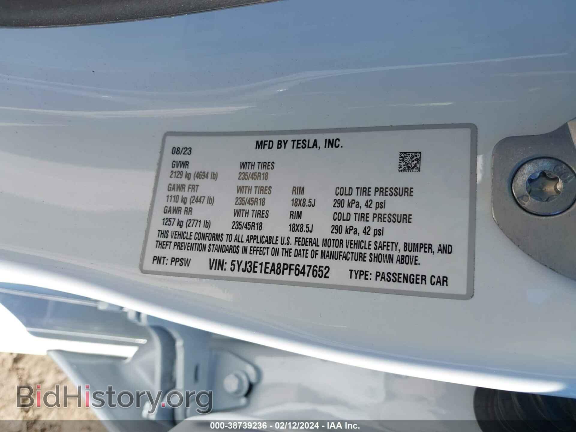 2023 TESLA MODEL 3 - VIN: 5YJ3E1EA8PF647652 - Фото 9