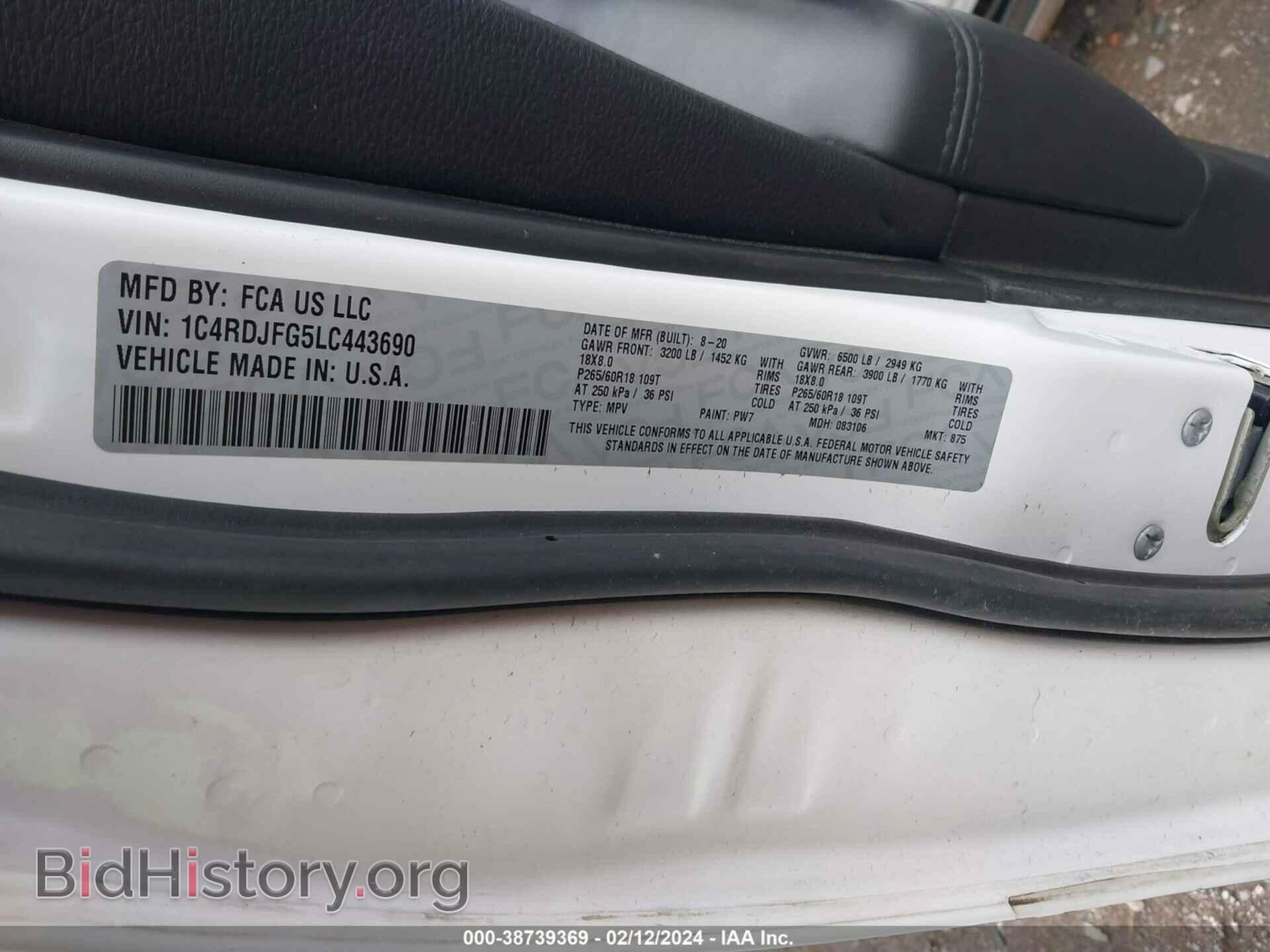2020 DODGE DURANGO - VIN: 1C4RDJFG5LC443690 - Фото 9