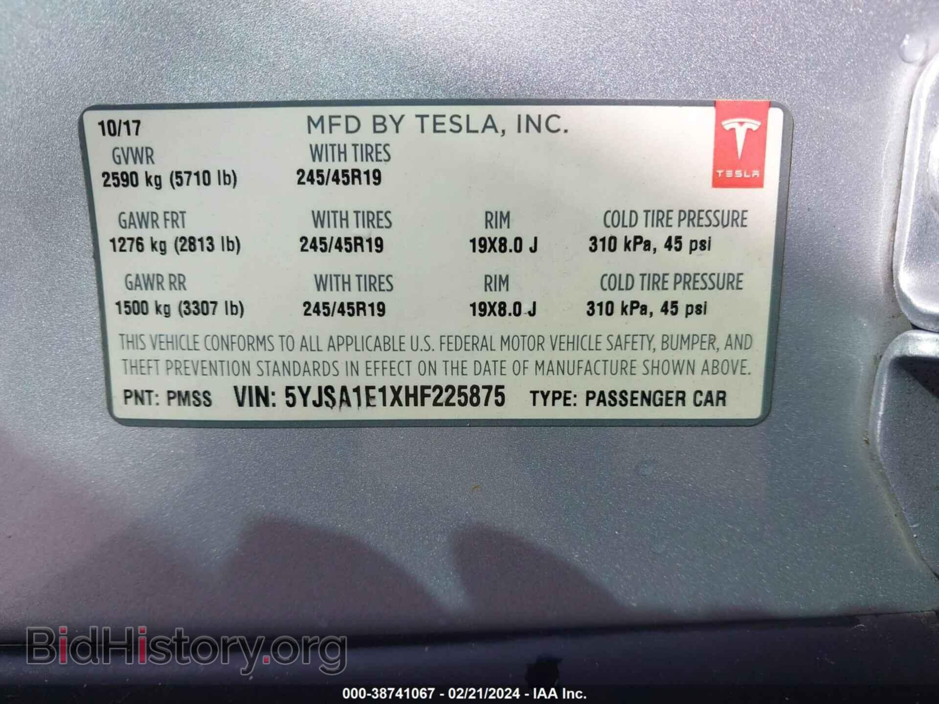 2017 TESLA MODEL S - VIN: 5YJSA1E1XHF225875 - Photo 9