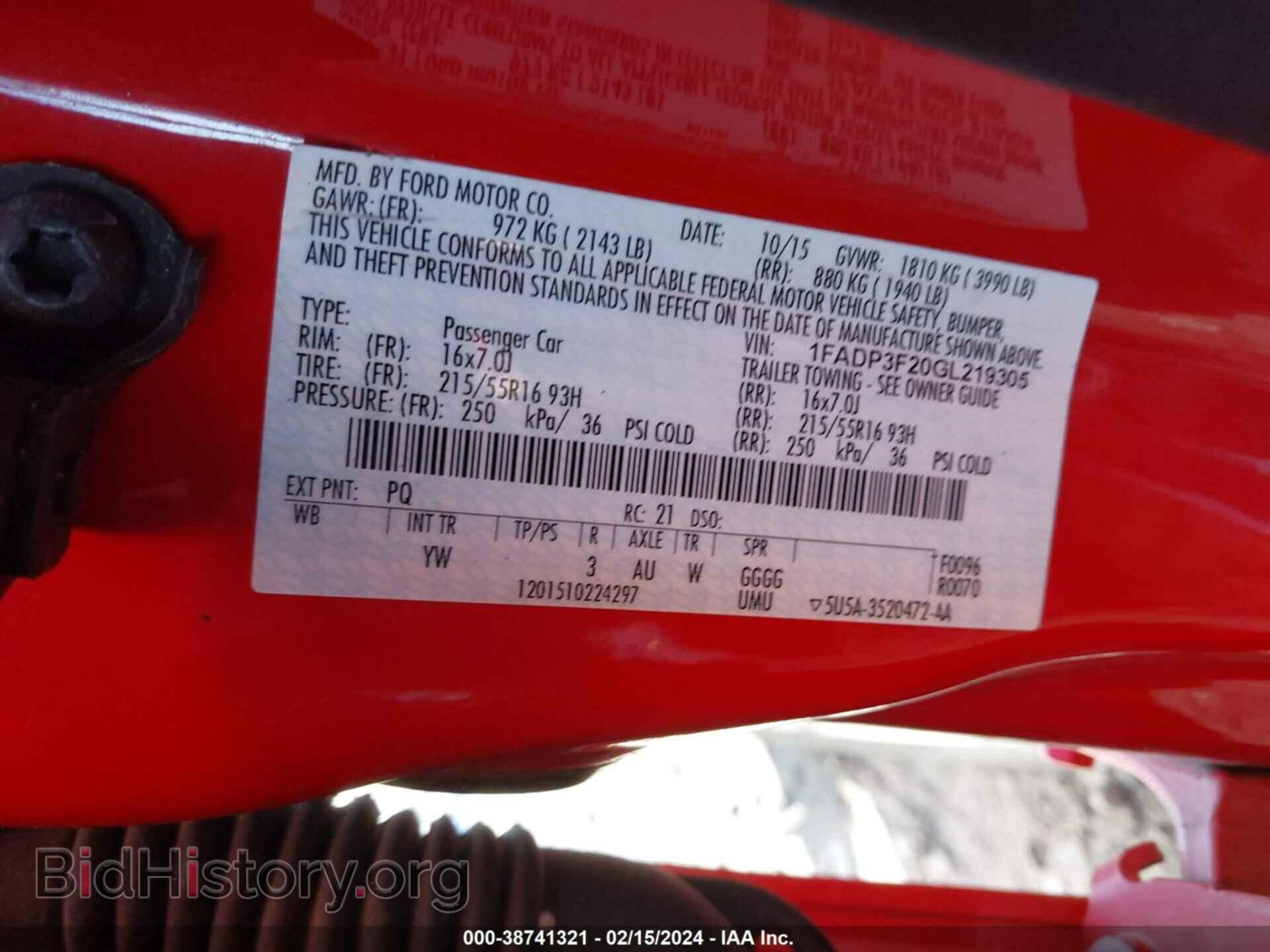 2016 FORD FOCUS - VIN: 1FADP3F20GL219305 - Фото 9