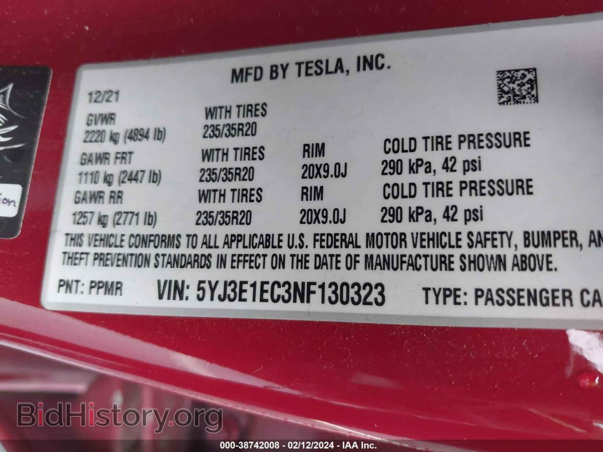 2022 TESLA MODEL 3 - VIN: 5YJ3E1EC3NF130323 - Фото 9
