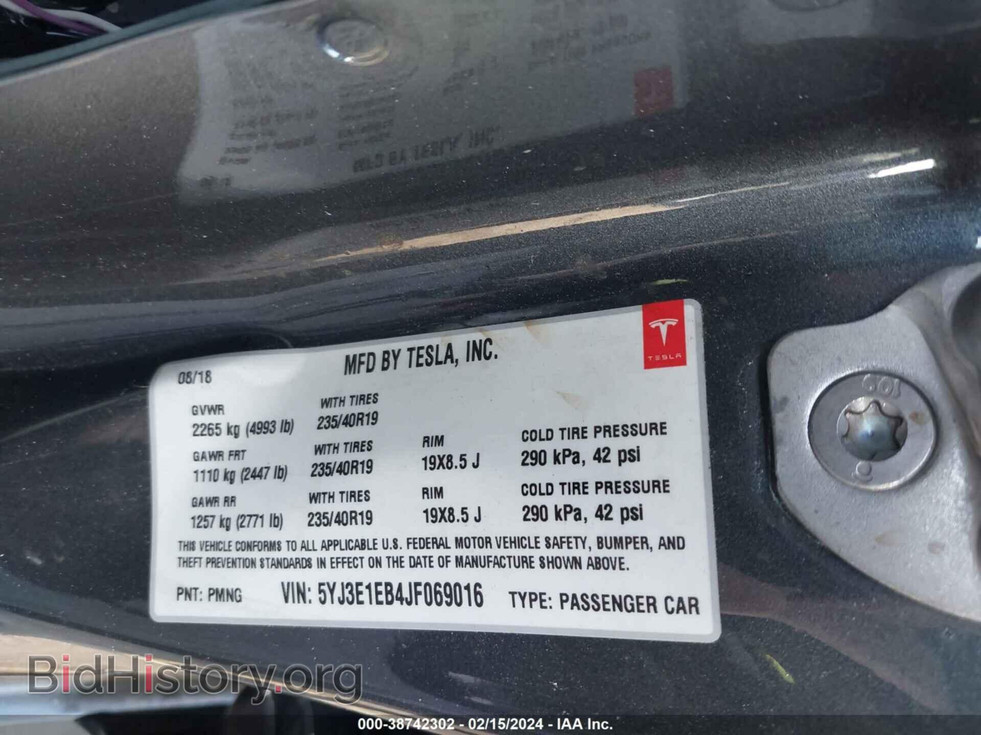 2018 TESLA MODEL 3 - VIN: 5YJ3E1EB4JF069016 - Фото 9