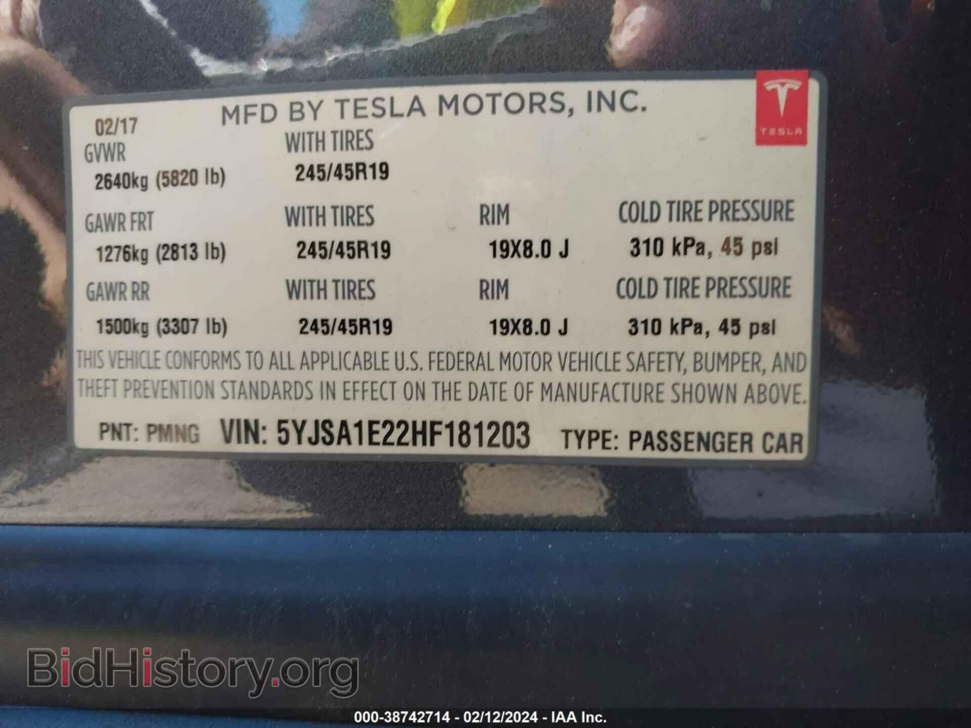2017 TESLA MODEL S - VIN: 5YJSA1E22HF181203 - Photo 9
