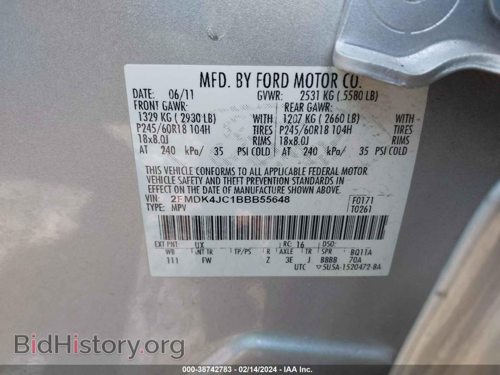 2011 FORD EDGE - VIN: 2FMDK4JC1BBB55648 - Photo 9