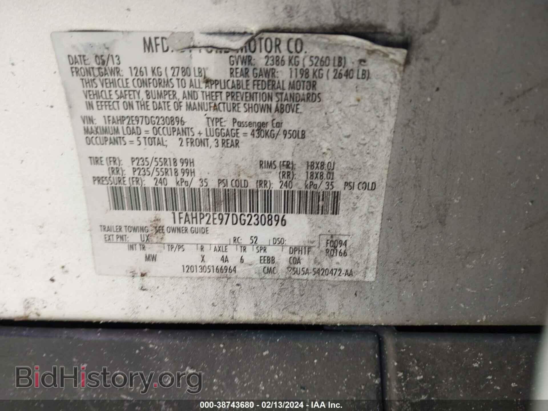 2013 FORD TAURUS - VIN: 1FAHP2E97DG230896 - Photo 9