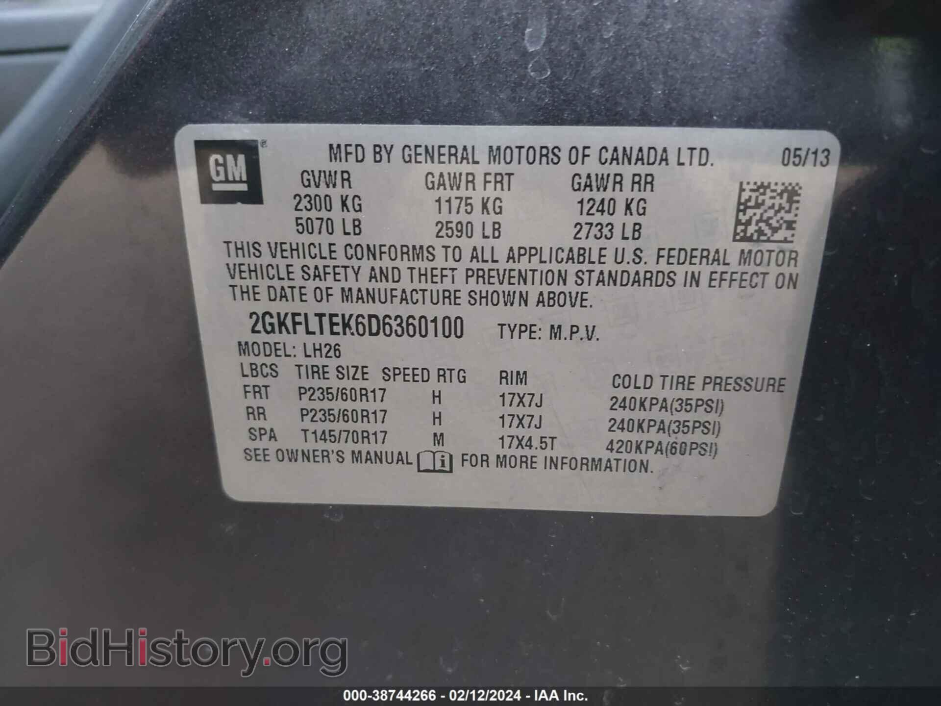 2013 GMC TERRAIN - VIN: 2GKFLTEK6D6360100 - Фото 9