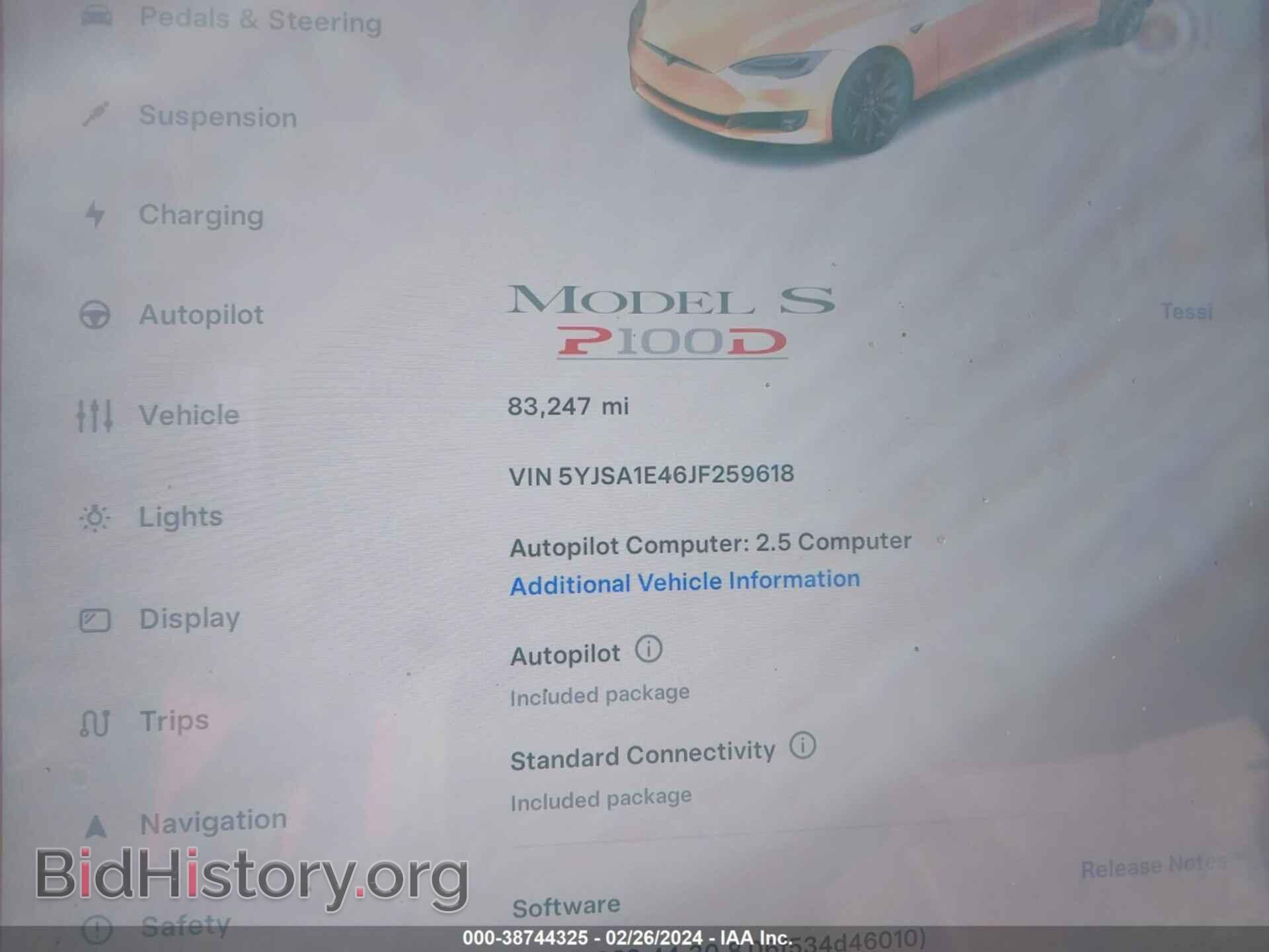 2018 TESLA MODEL S - VIN: 5YJSA1E46JF259618 - Фото 7