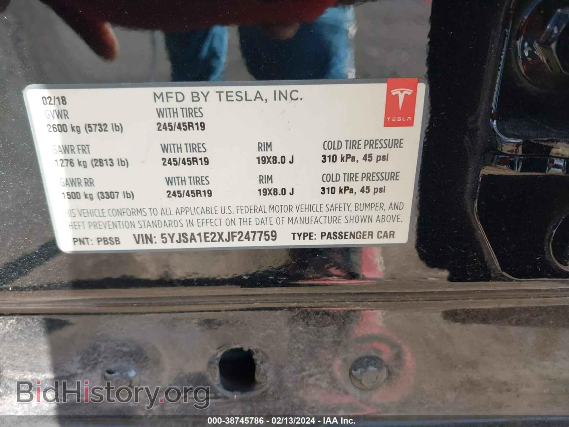 2018 TESLA MODEL S - VIN: 5YJSA1E2XJF247759 - Photo 9