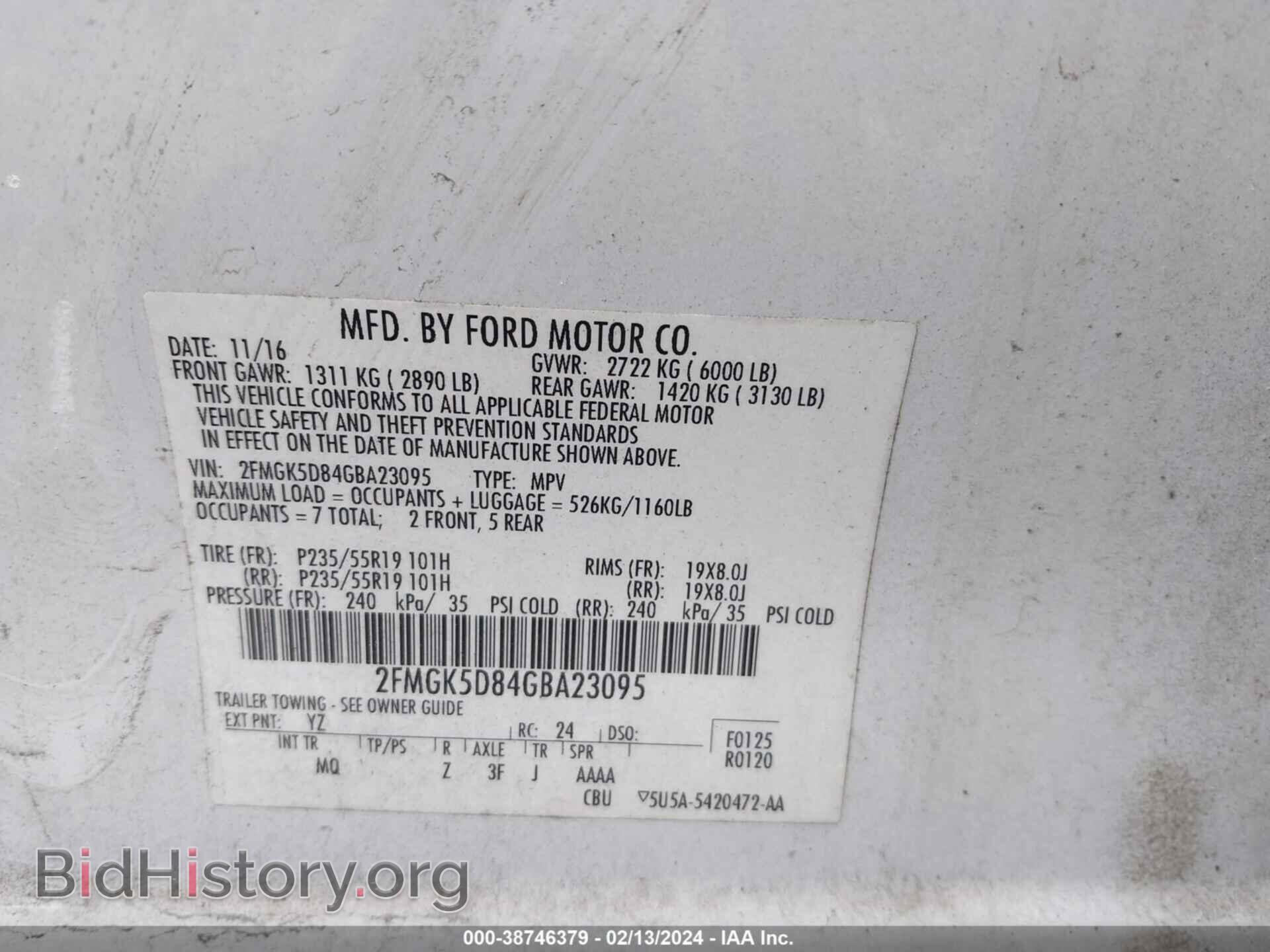 2016 FORD FLEX - VIN: 2FMGK5D84GBA23095 - Photo 9