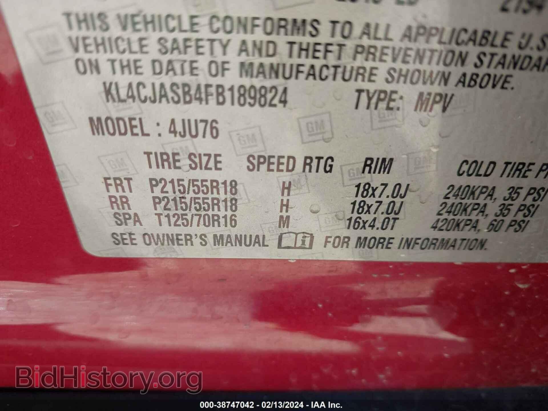 2015 BUICK ENCORE - VIN: KL4CJASB4FB189824 - Photo 9
