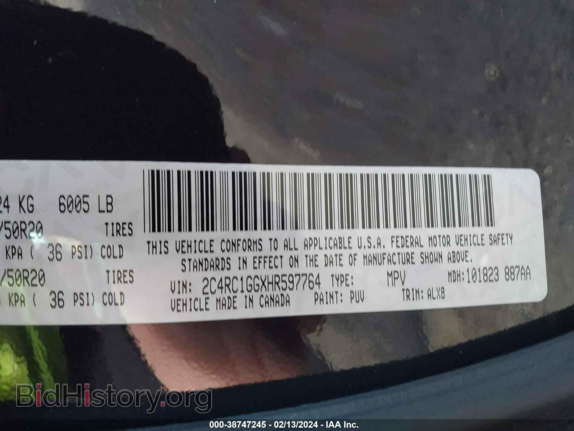 2017 CHRYSLER PACIFICA - VIN: 2C4RC1GGXHR597764 - Фото 9