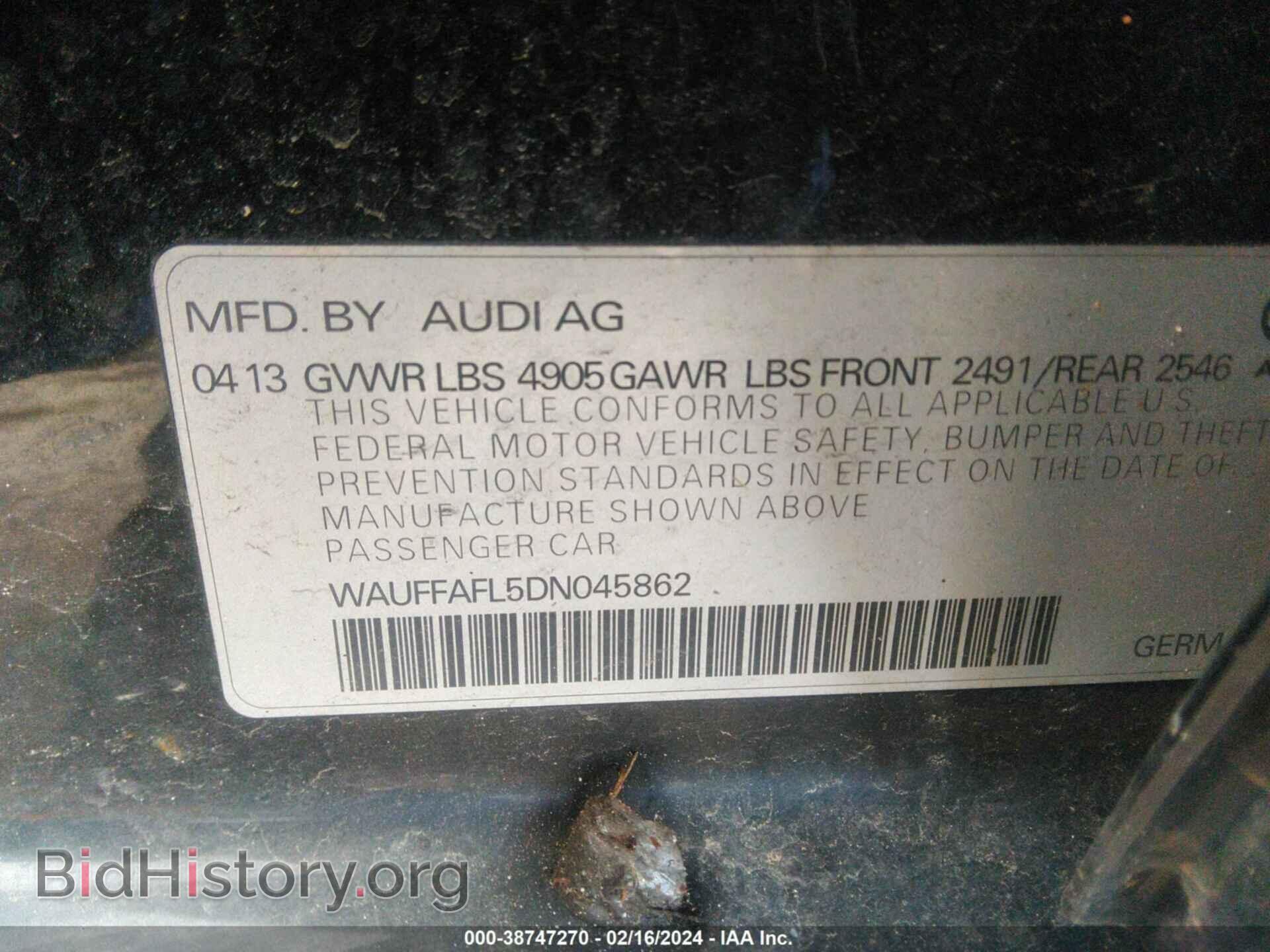 2013 AUDI A4 - VIN: WAUFFAFL5DN045862 - Фото 9