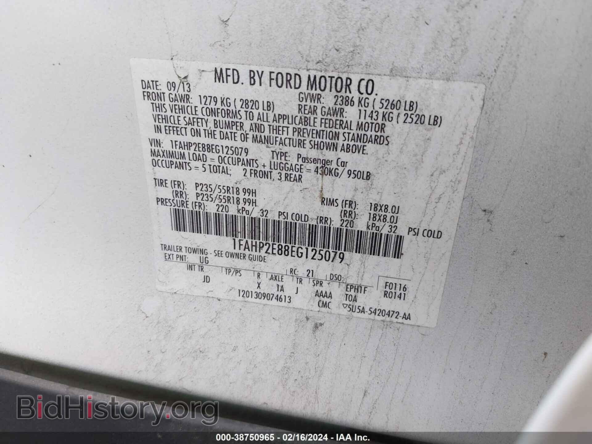 2014 FORD TAURUS - VIN: 1FAHP2E88EG125079 - Photo 9