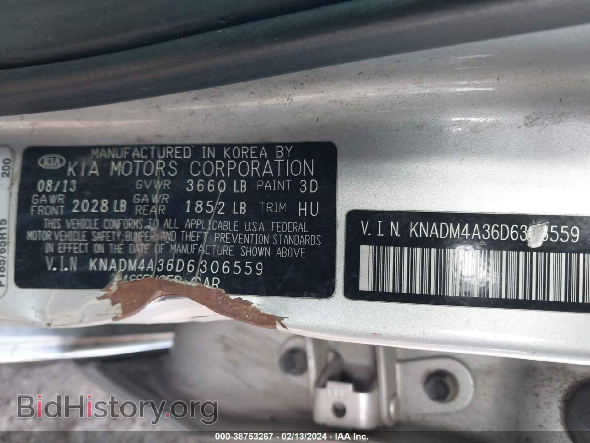 2013 KIA RIO - VIN: KNADM4A36D6306559 - Фото 9