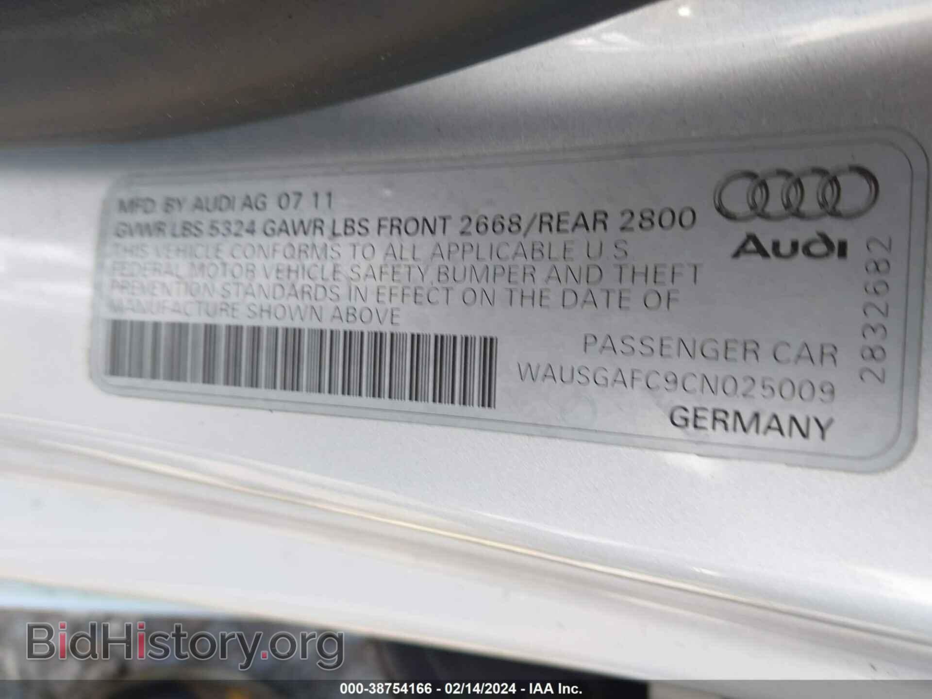 2012 AUDI A7 - VIN: WAUSGAFC9CN025009 - Photo 9