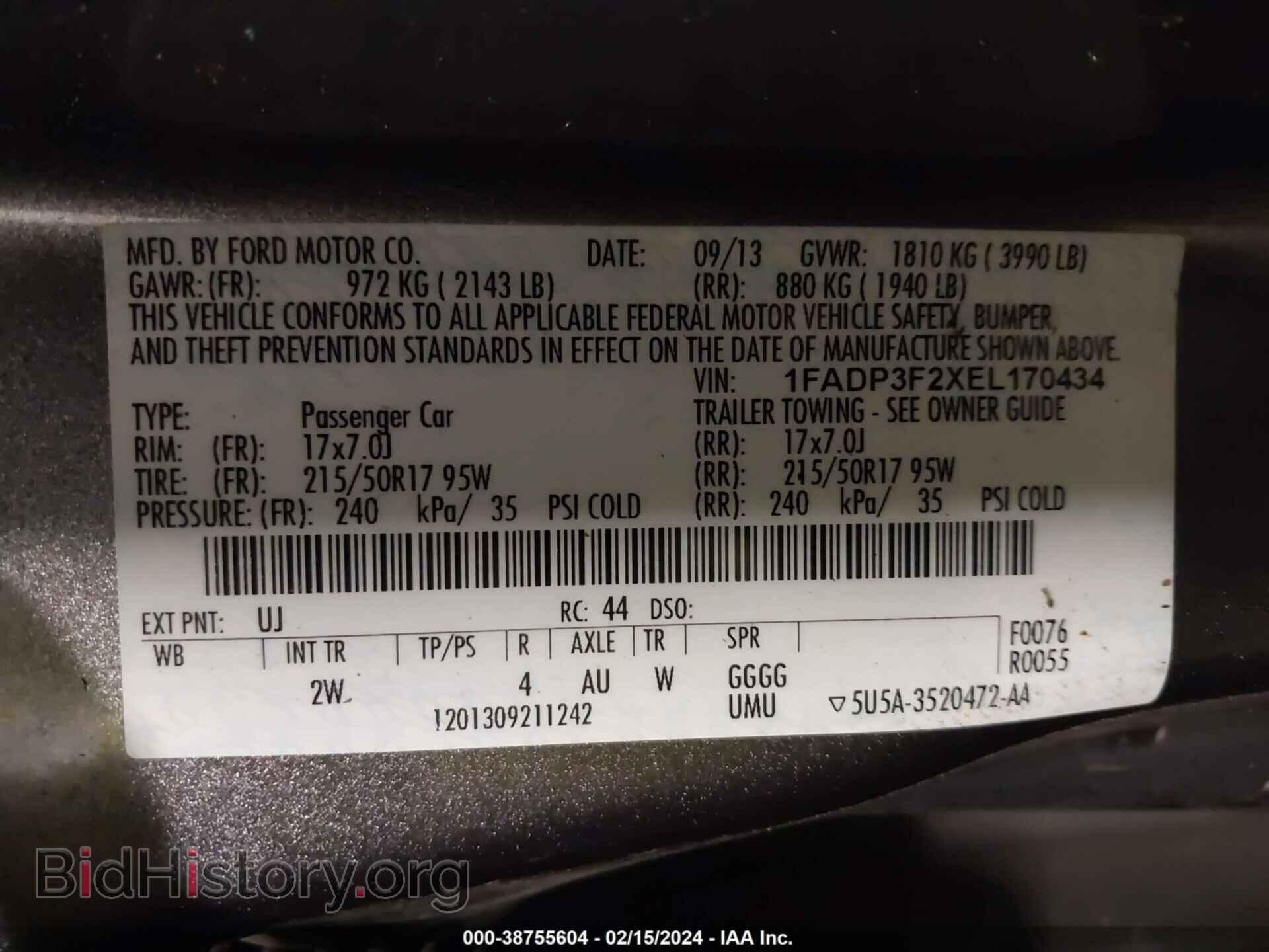2014 FORD FOCUS - VIN: 1FADP3F2XEL170434 - Photo 9