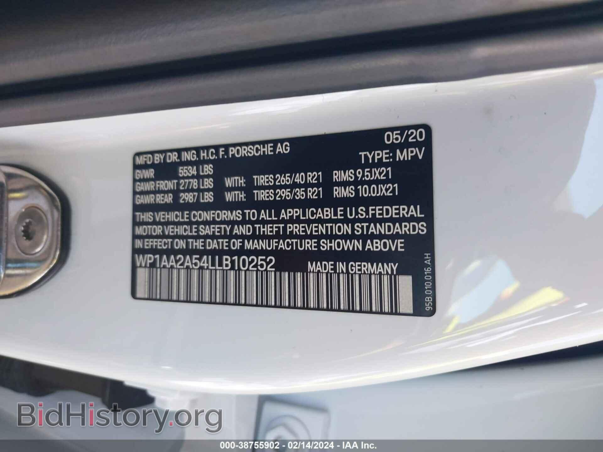 2020 PORSCHE MACAN - VIN: WP1AA2A54LLB10252 - Photo 9