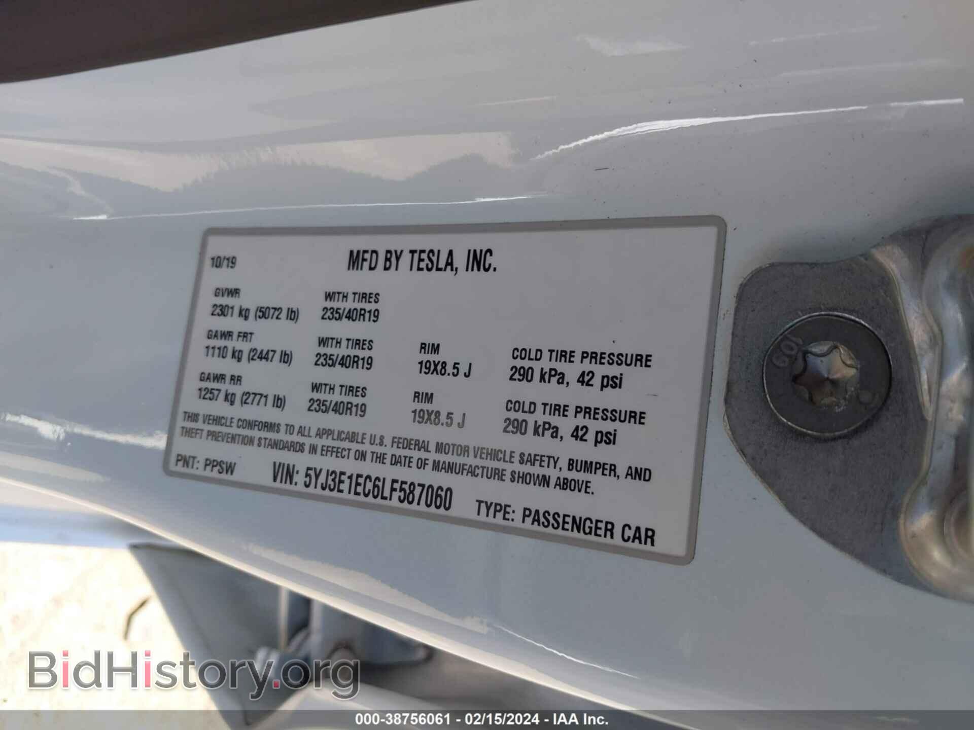 2020 TESLA MODEL 3 - VIN: 5YJ3E1EC6LF587060 - Фото 9