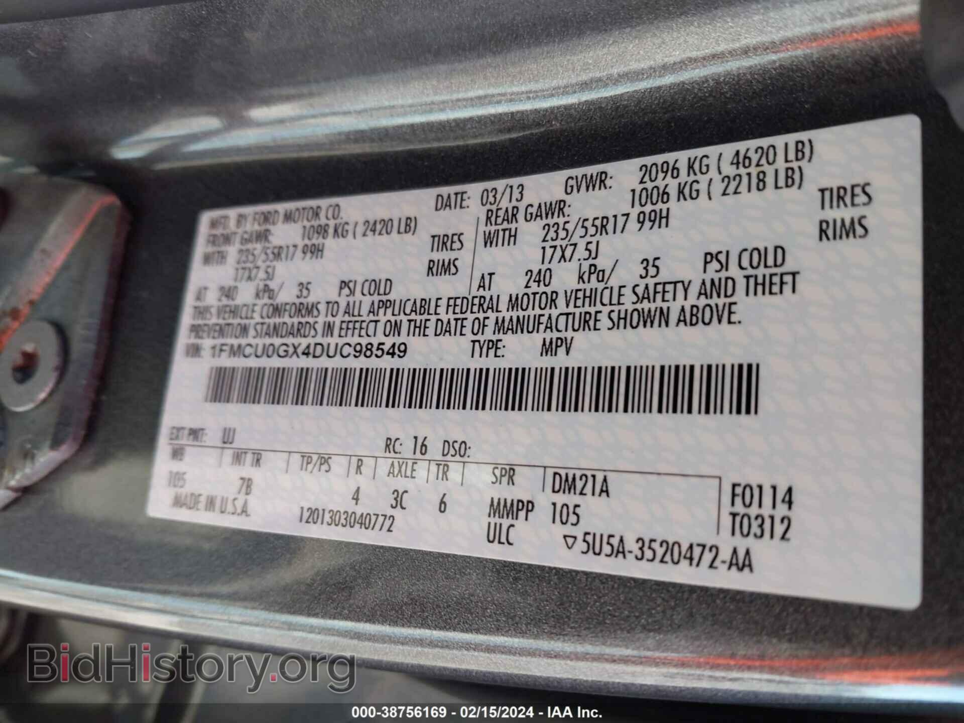 2013 FORD ESCAPE - VIN: 1FMCU0GX4DUC98549 - Photo 9