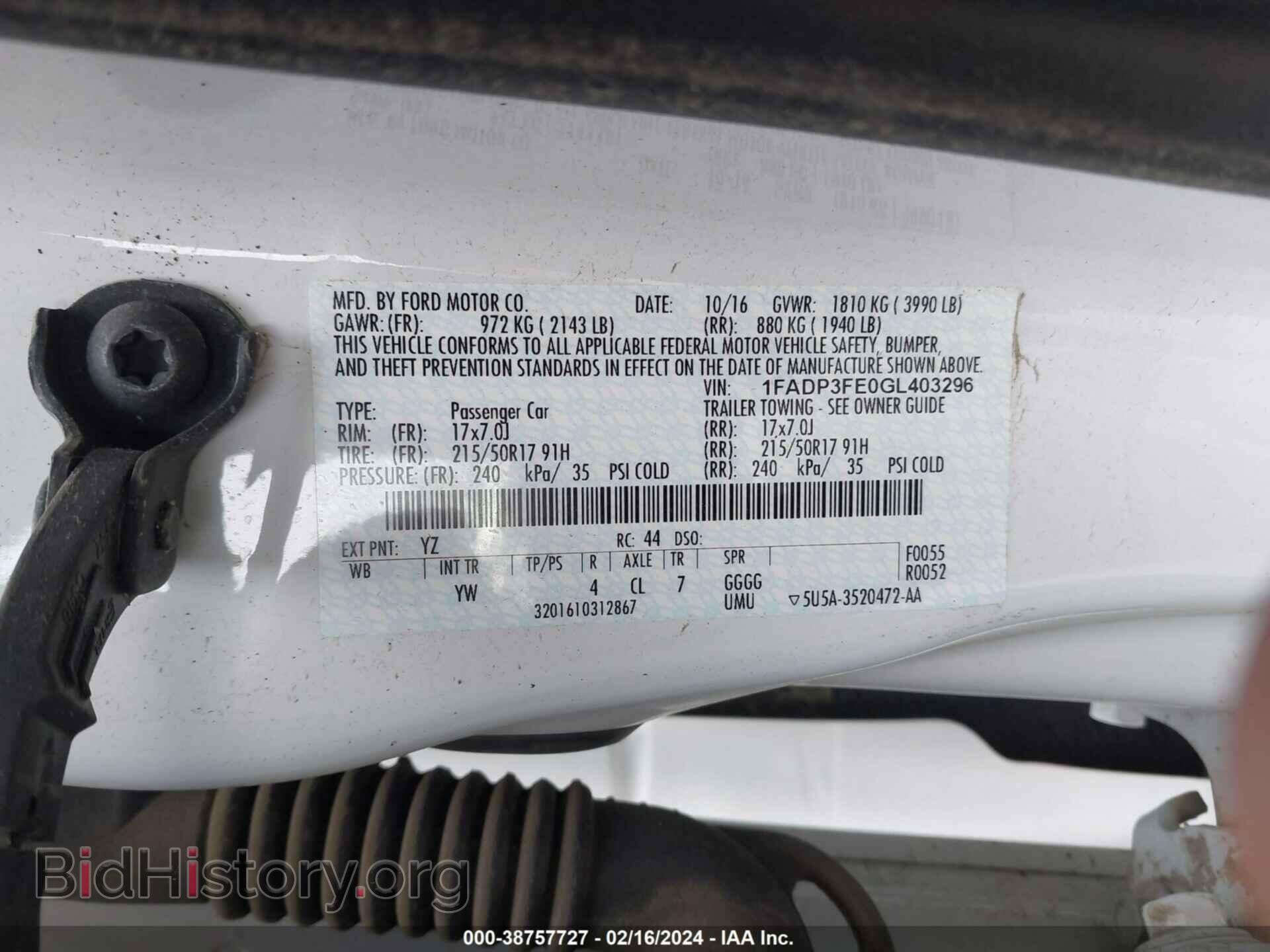2016 FORD FOCUS - VIN: 1FADP3FE0GL403296 - Фото 9