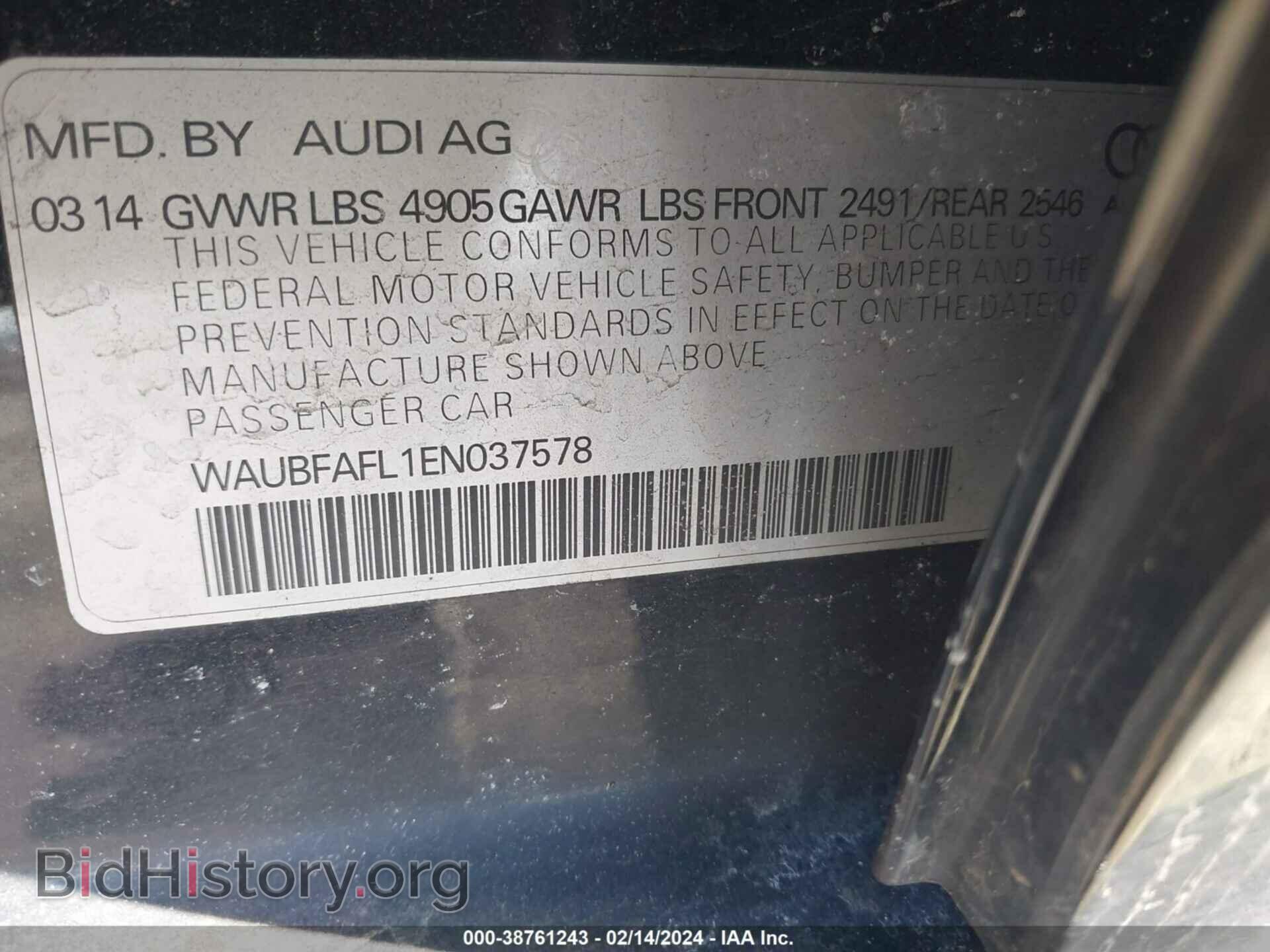 2014 AUDI A4 - VIN: WAUBFAFL1EN037578 - Фото 9