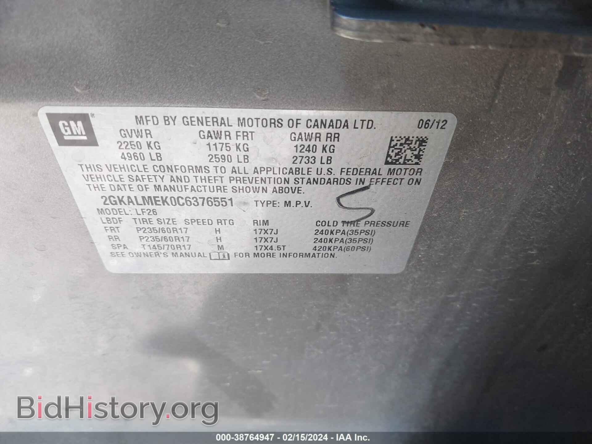 2012 GMC TERRAIN - VIN: 2GKALMEK0C6376551 - Photo 9