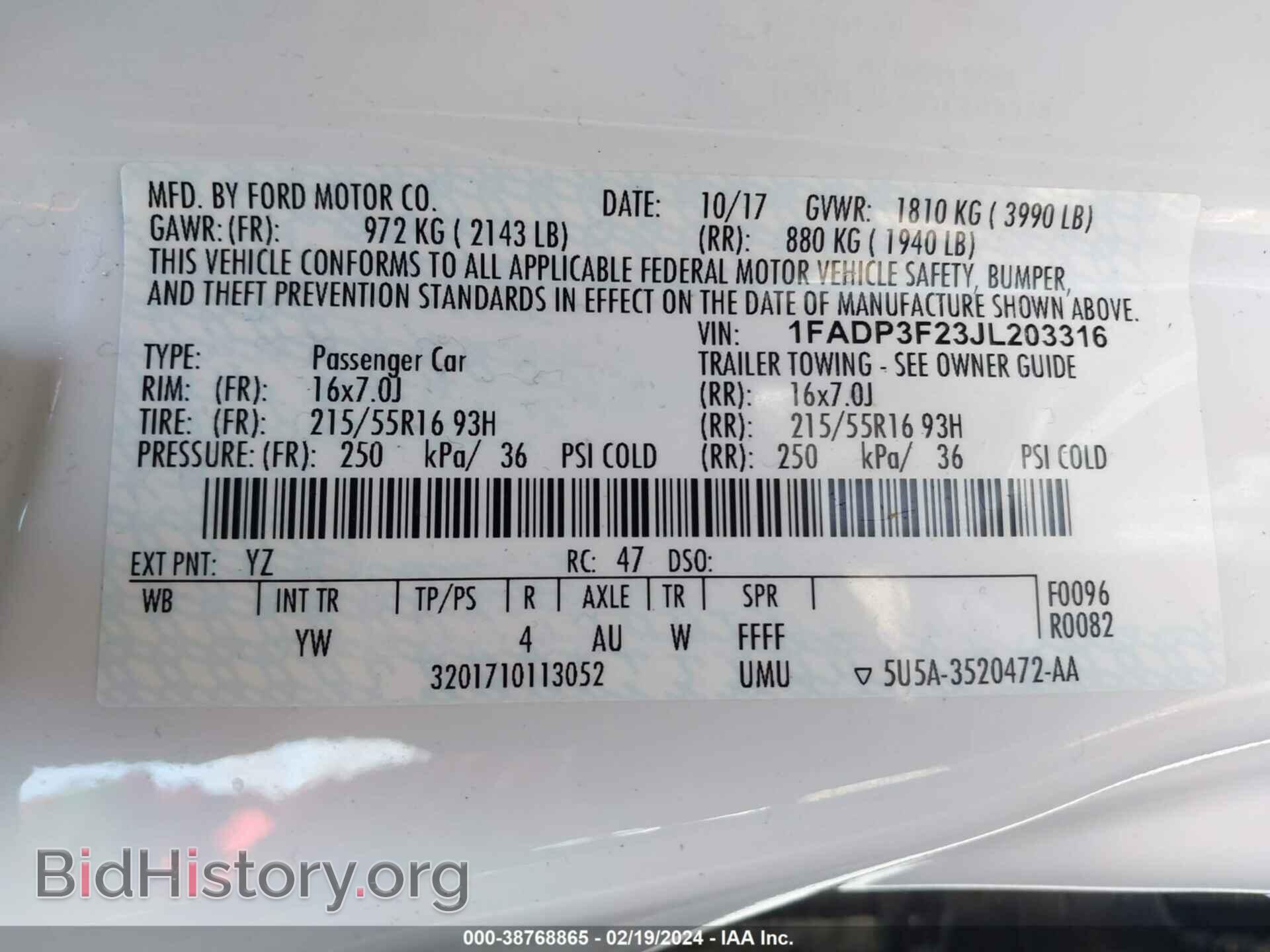 2018 FORD FOCUS - VIN: 1FADP3F23JL203316 - Фото 9