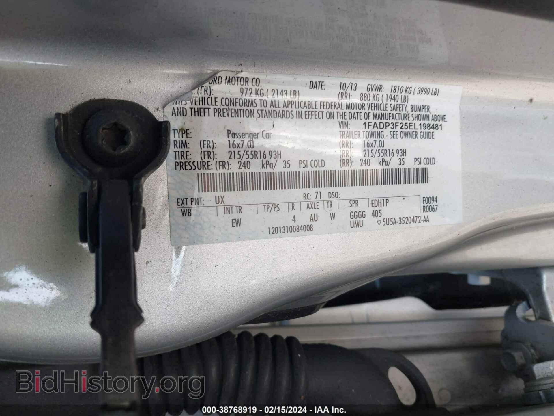 2014 FORD FOCUS - VIN: 1FADP3F25EL198481 - Фото 9