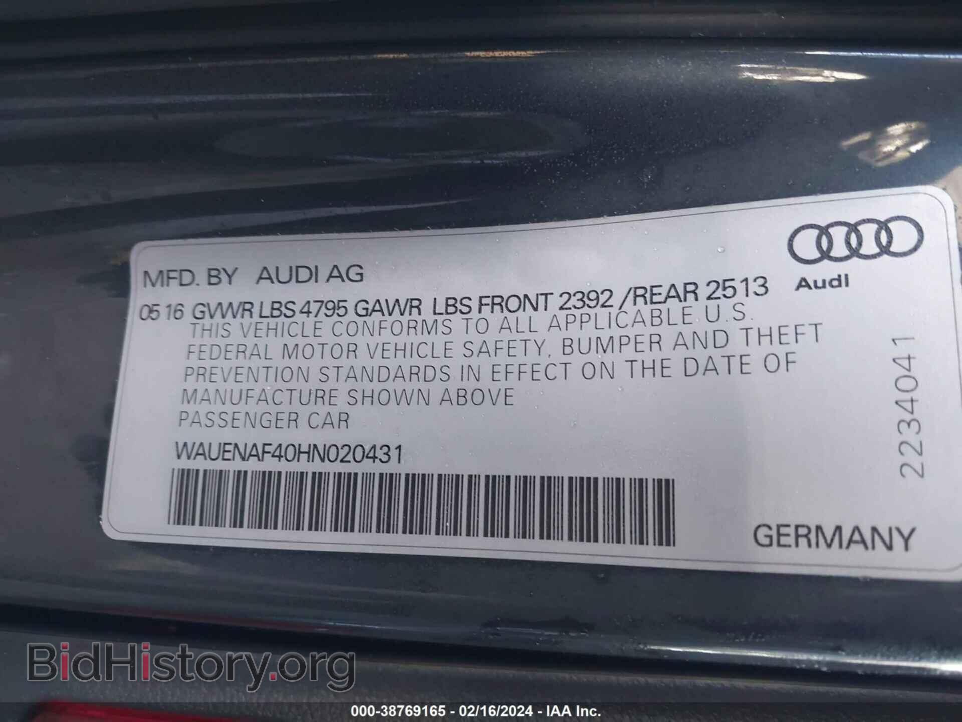 2017 AUDI A4 - VIN: WAUENAF40HN020431 - Фото 9