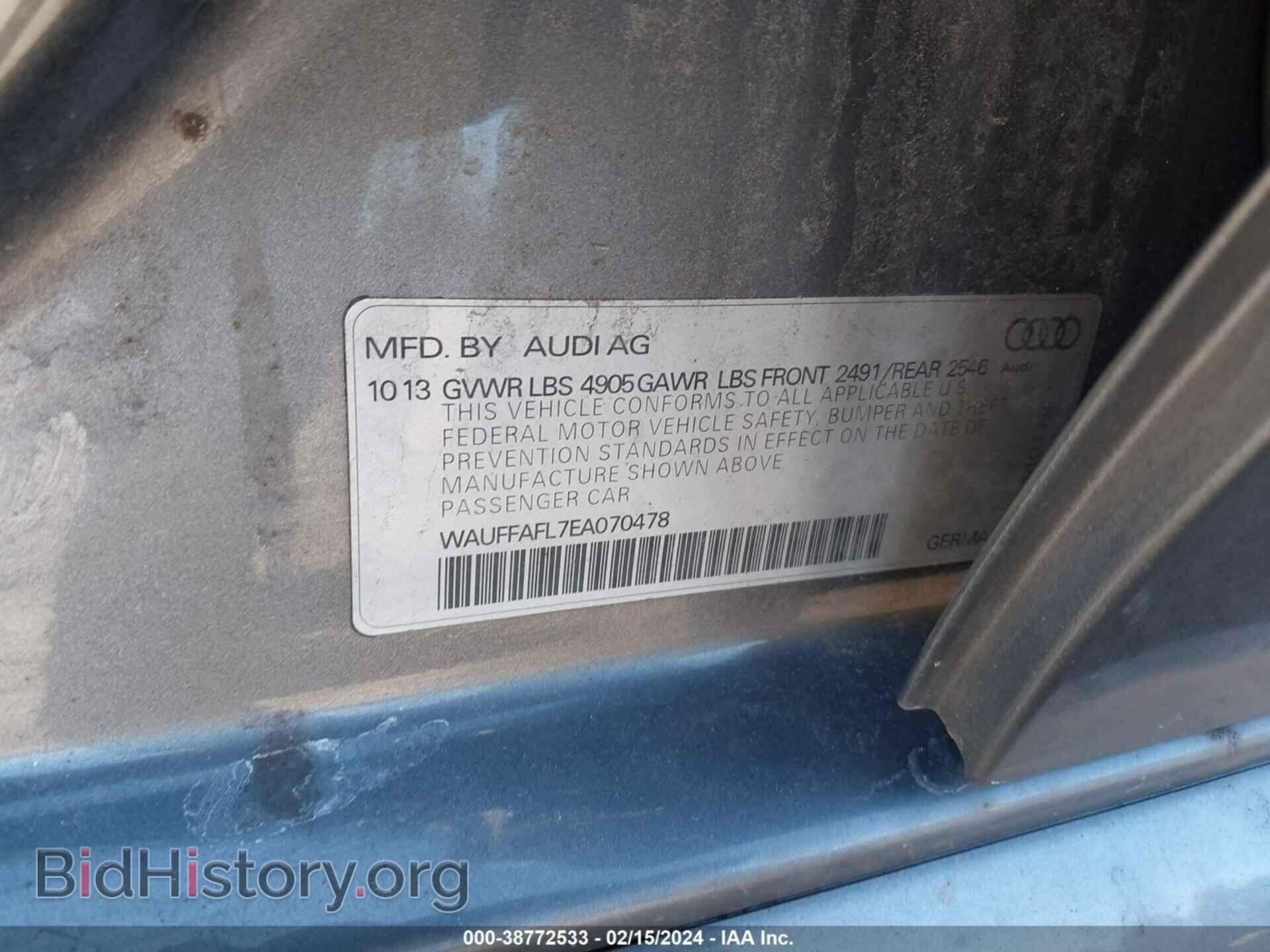2014 AUDI A4 - VIN: WAUFFAFL7EA070478 - Фото 9