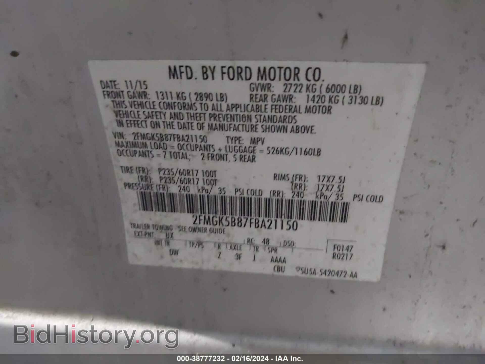 2015 FORD FLEX - VIN: 2FMGK5B87FBA21150 - Photo 9